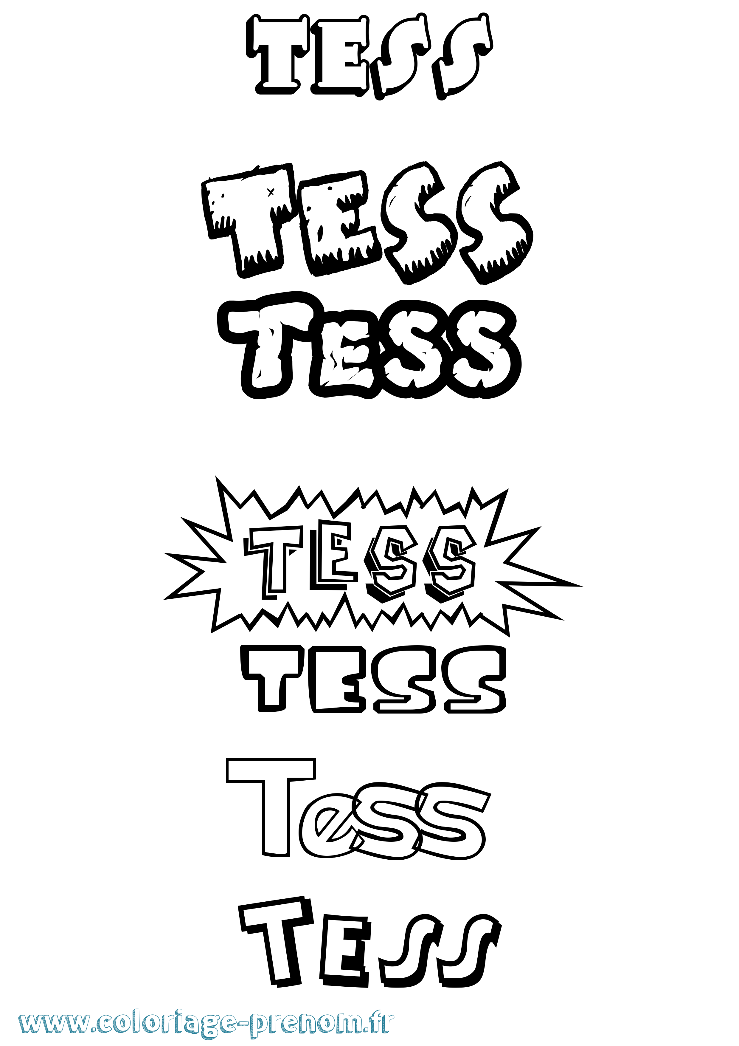 Coloriage Tess Coloriage prénom Tess