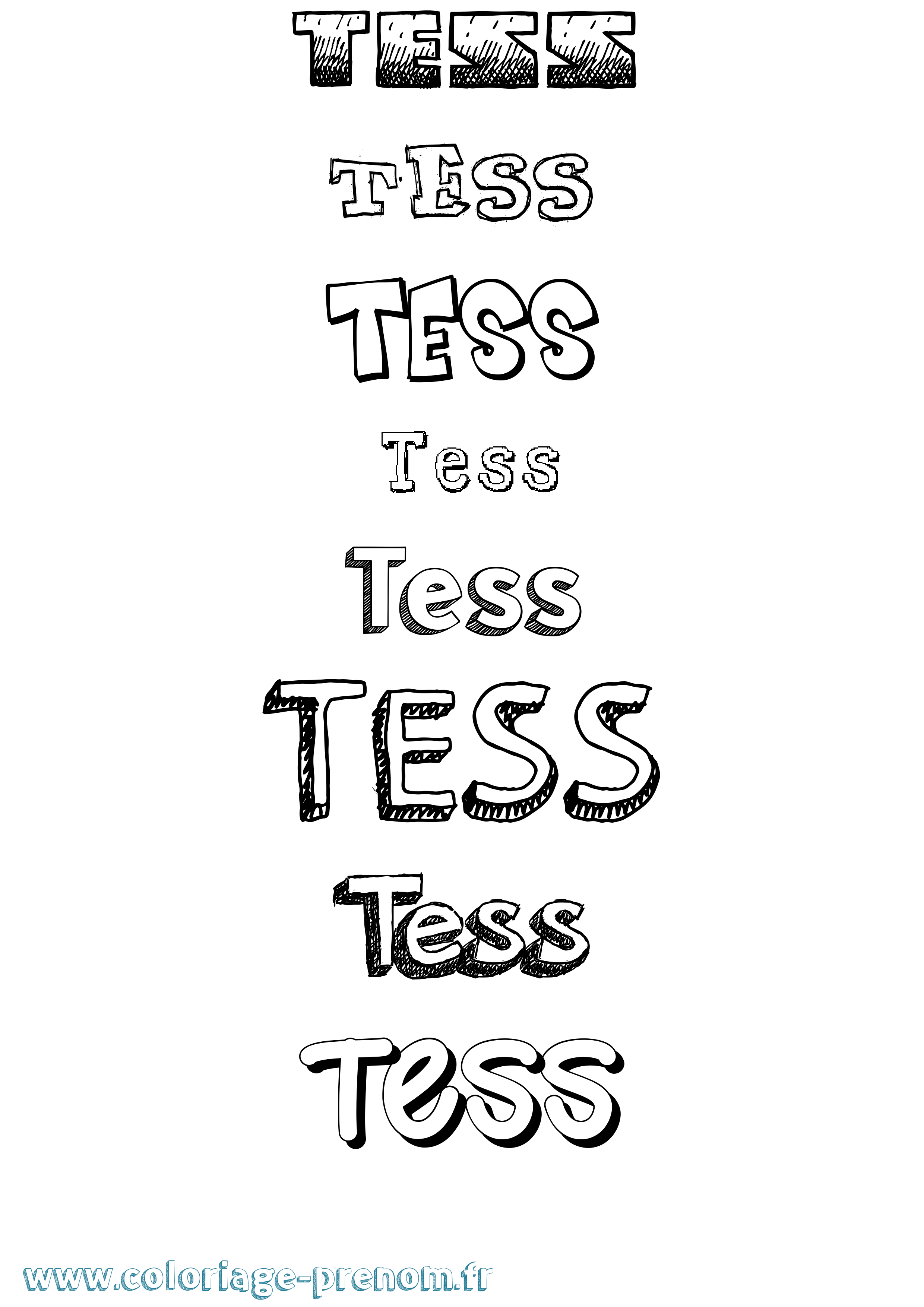Coloriage prénom Tess Dessiné