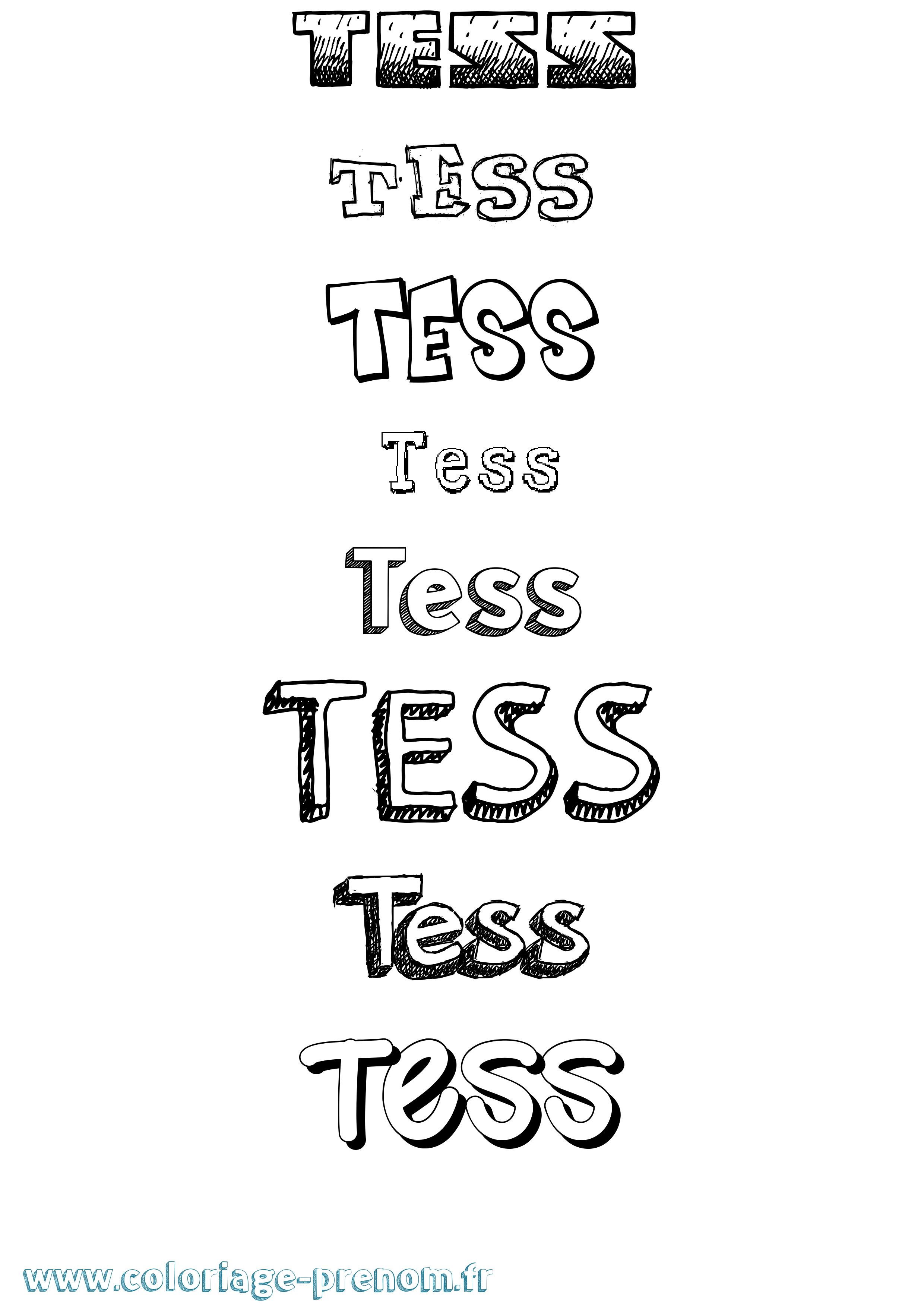 Coloriage Tess Coloriage prénom Tess