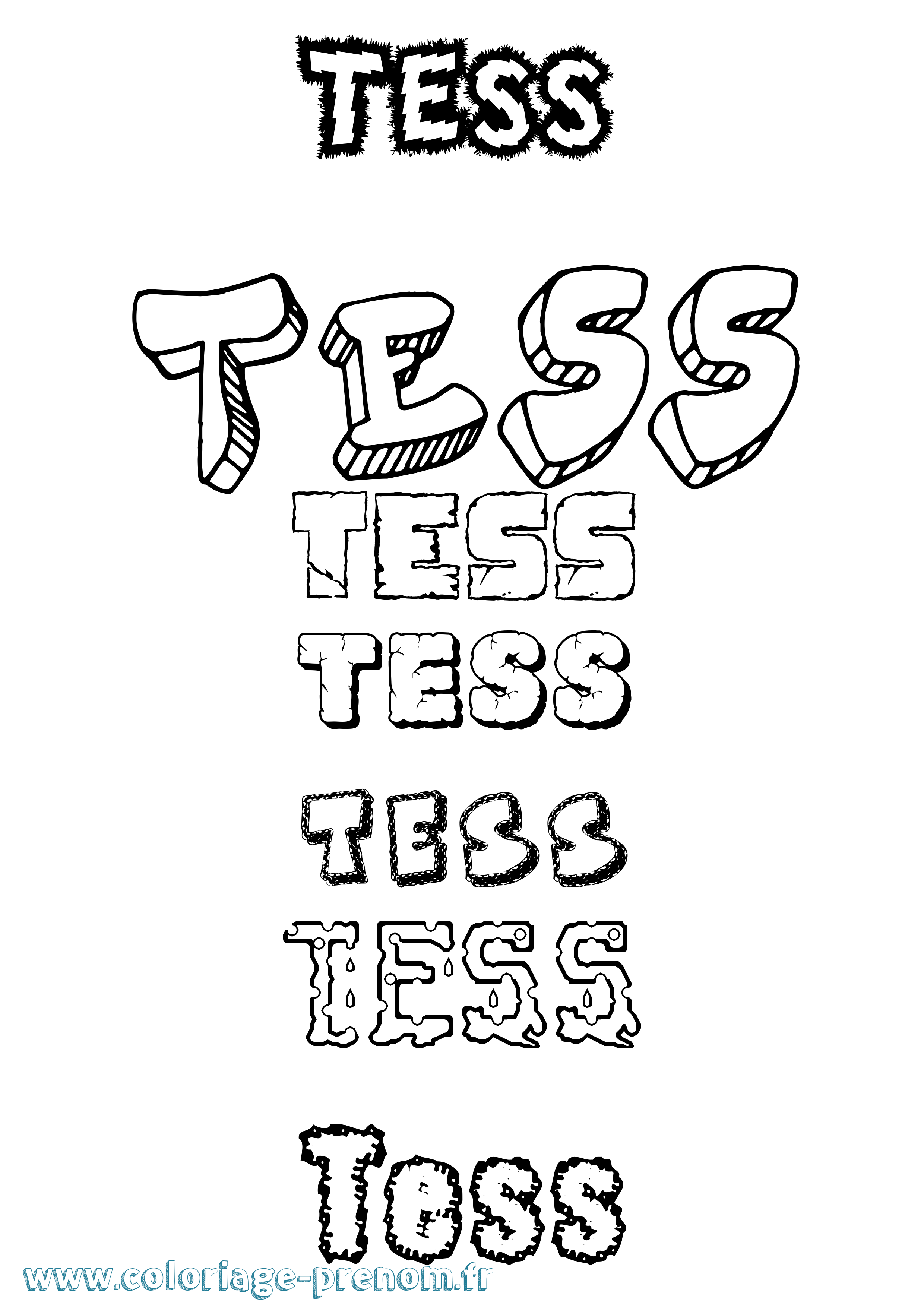Coloriage Tess Coloriage prénom Tess