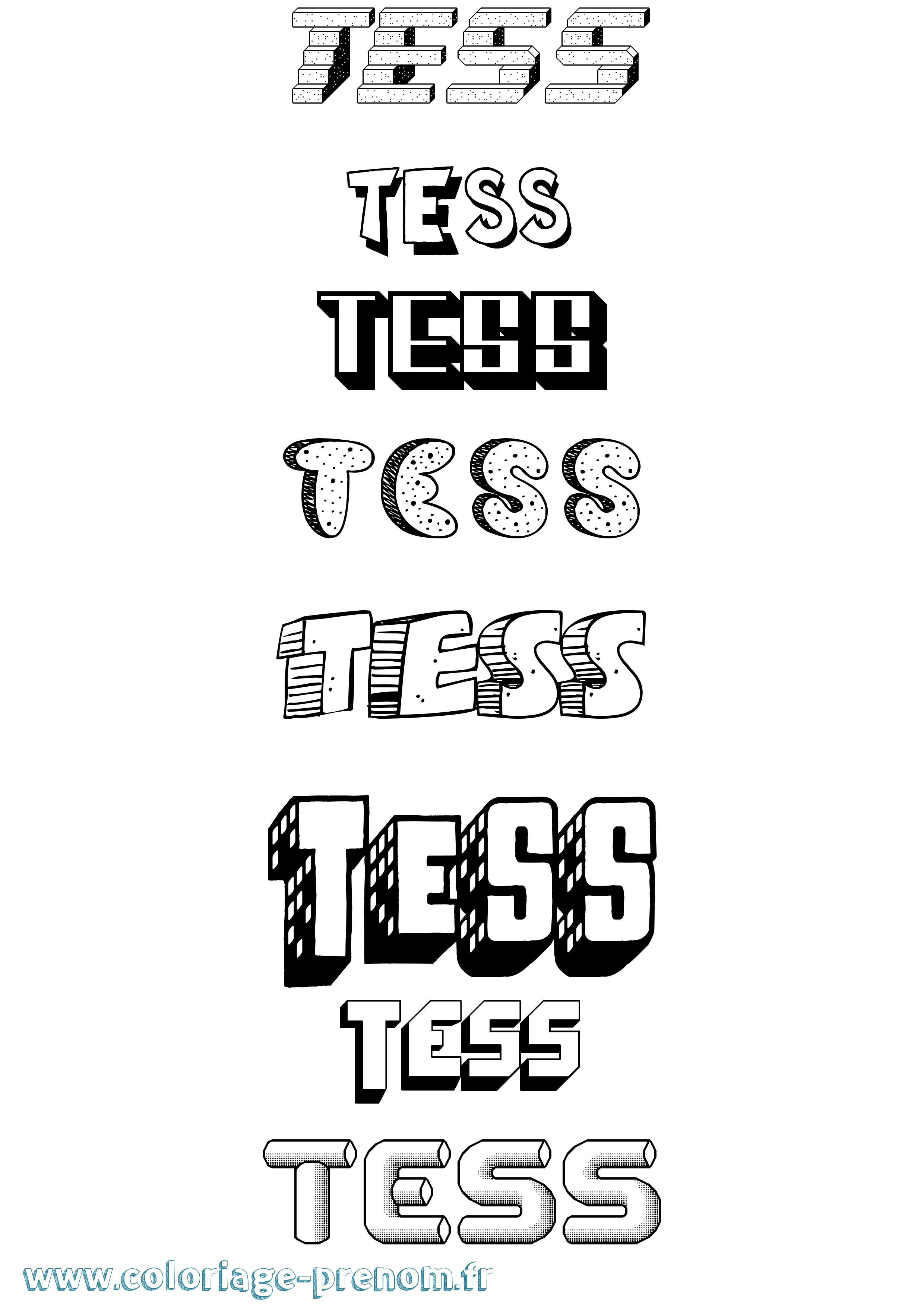 Coloriage Tess Coloriage prénom Tess