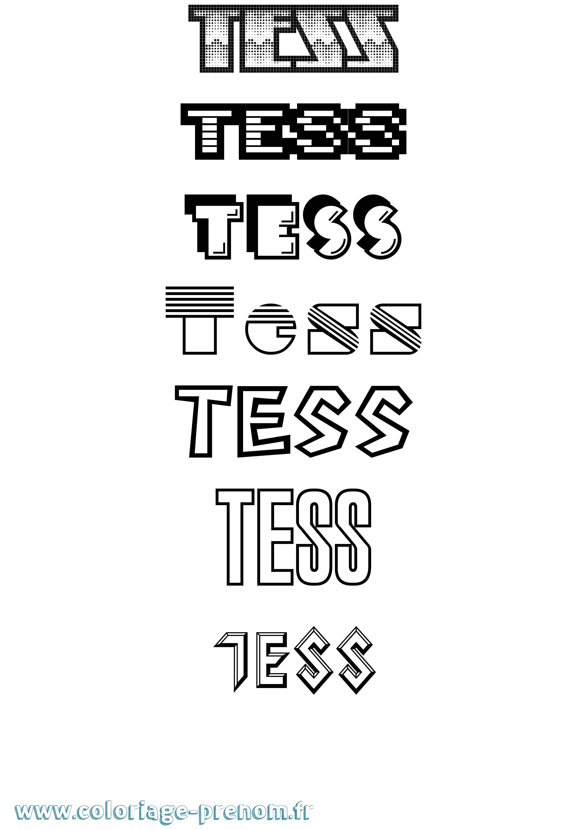 Coloriage prénom Tess Jeux Vidéos