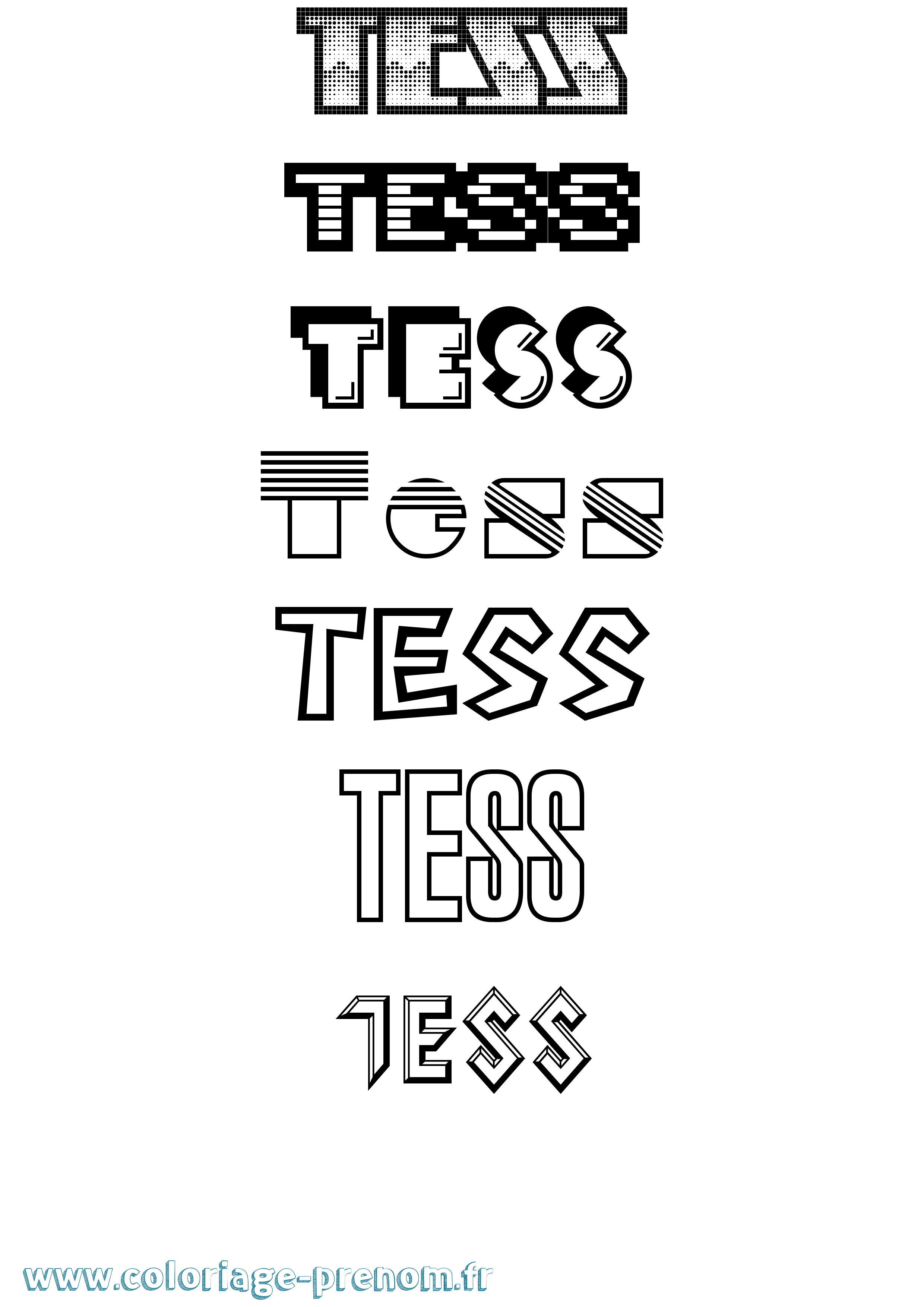 Coloriage Tess Coloriage prénom Tess