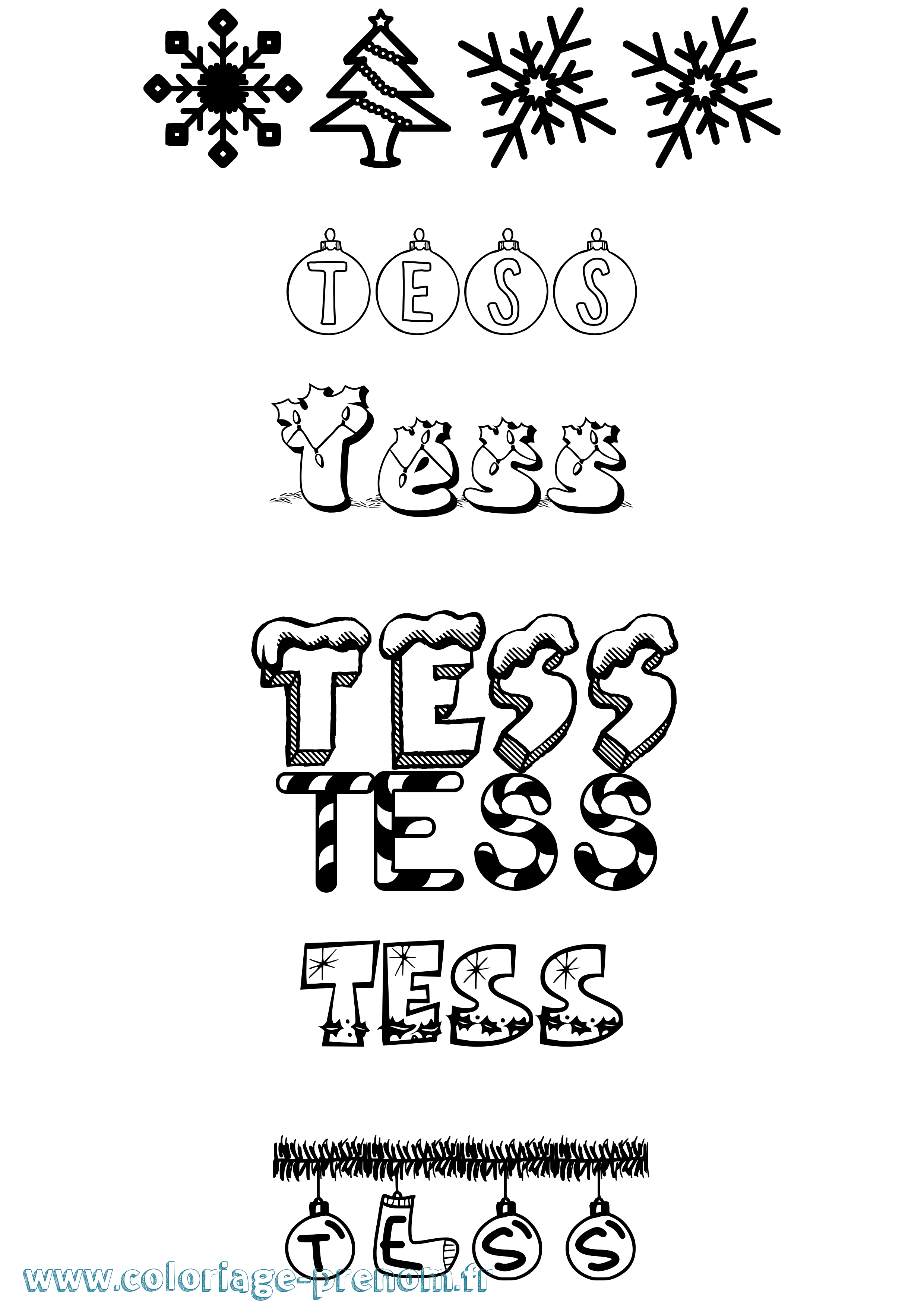 Coloriage Tess Coloriage prénom Tess