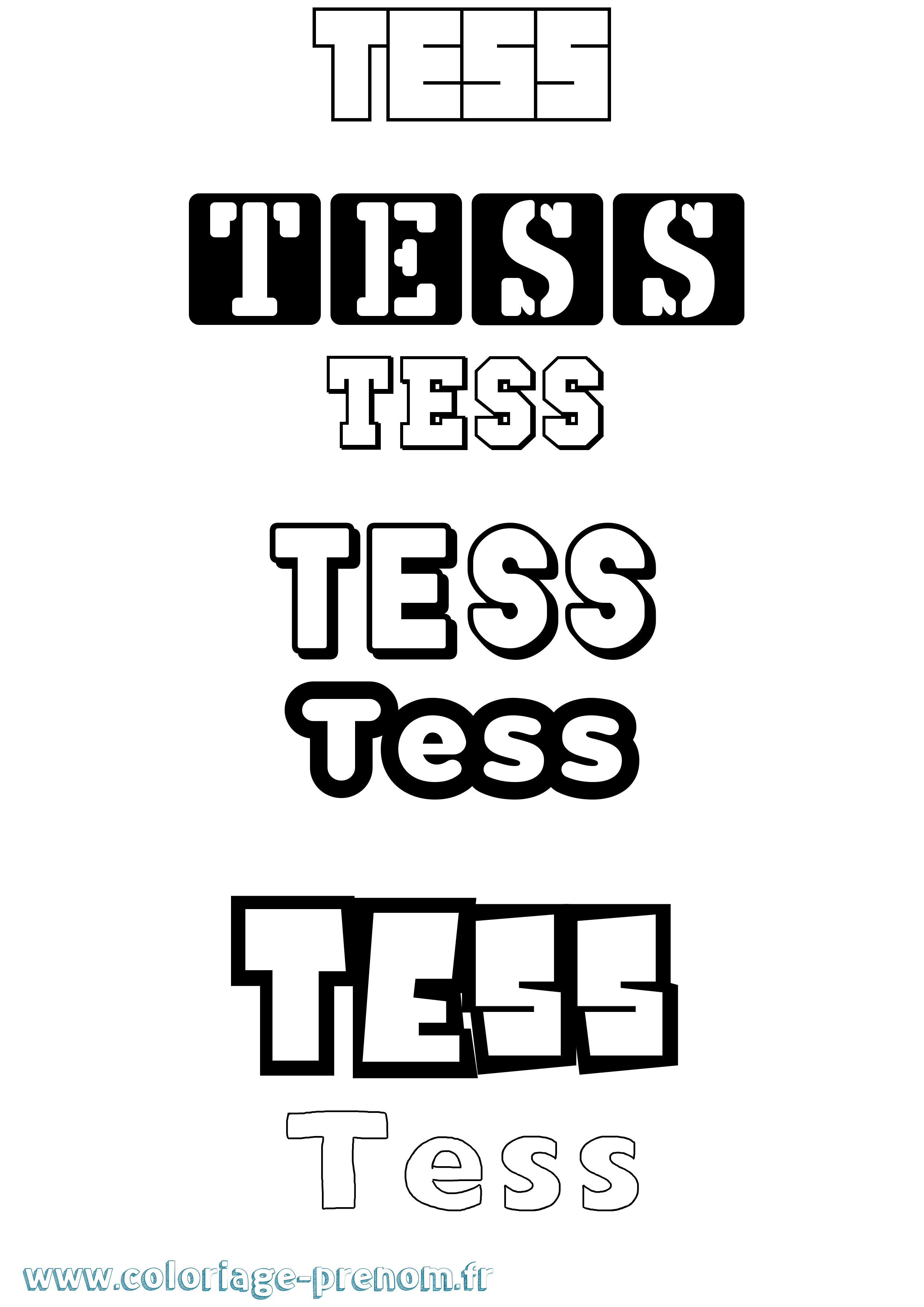 Coloriage prénom Tess Simple