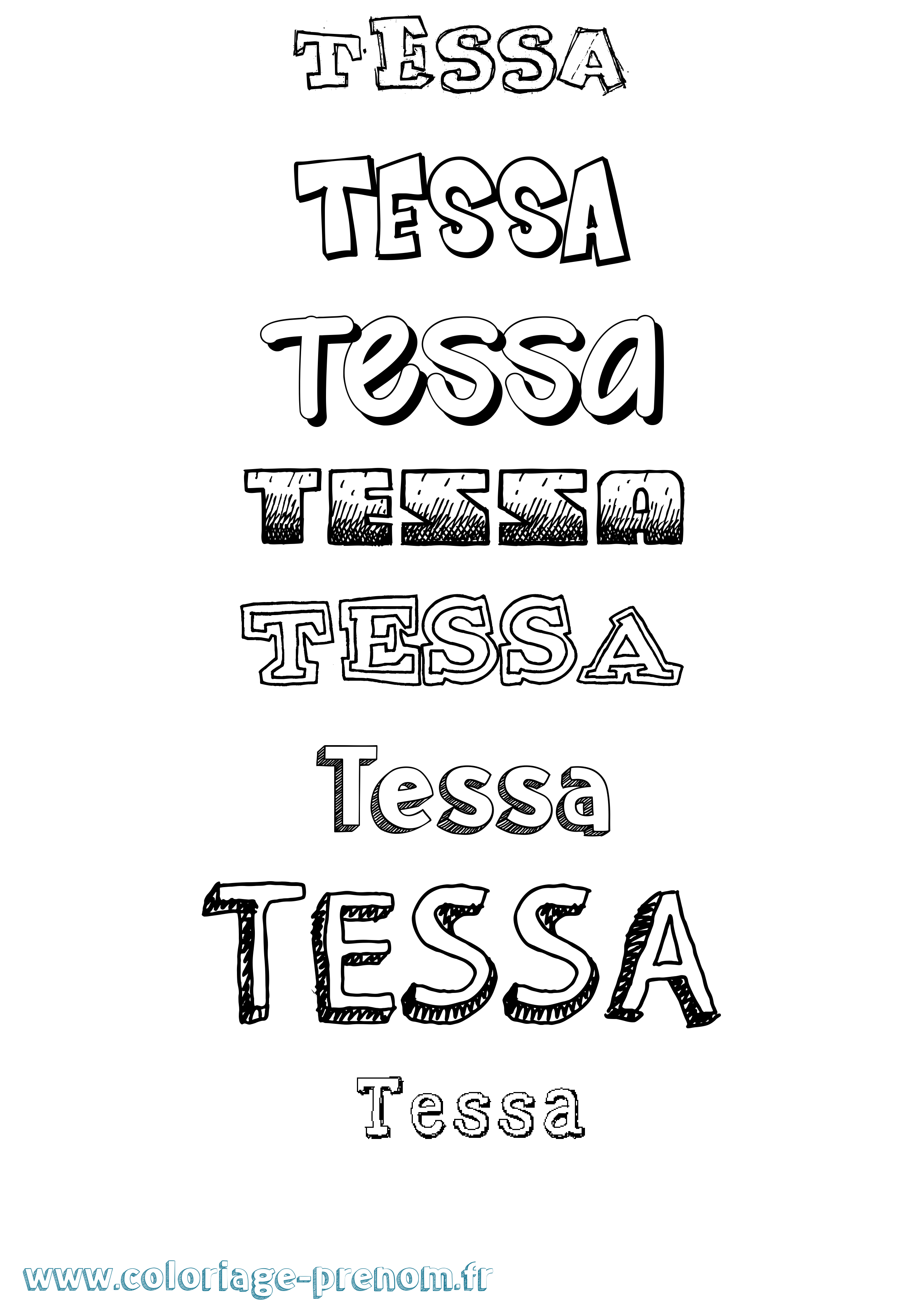 Coloriage prénom Tessa Dessiné