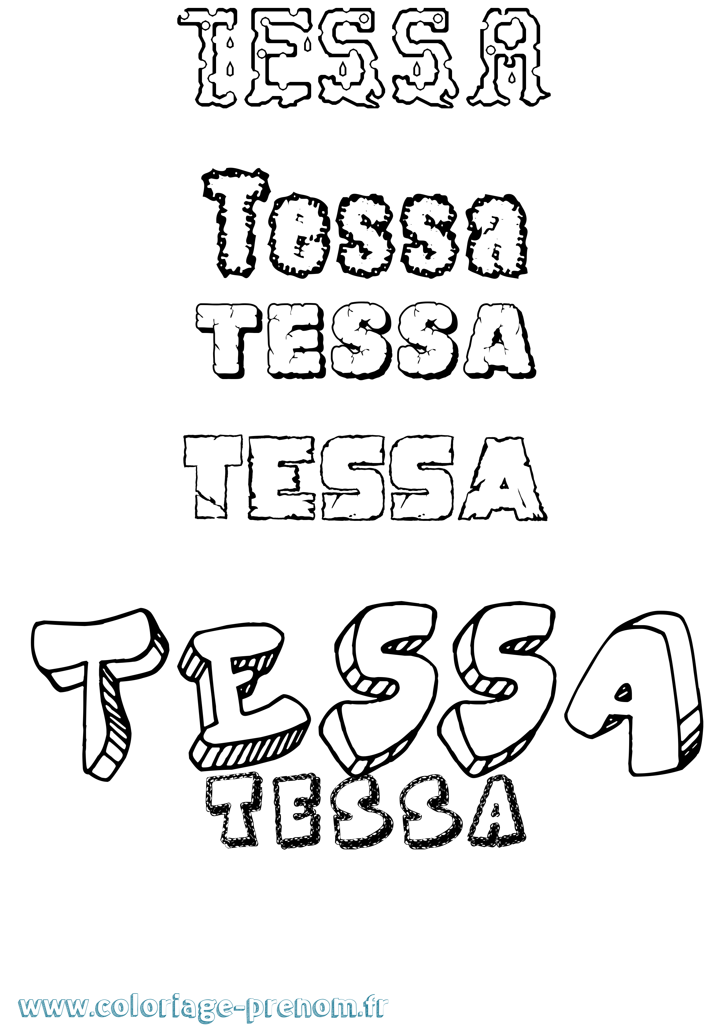 Coloriage prénom Tessa Destructuré