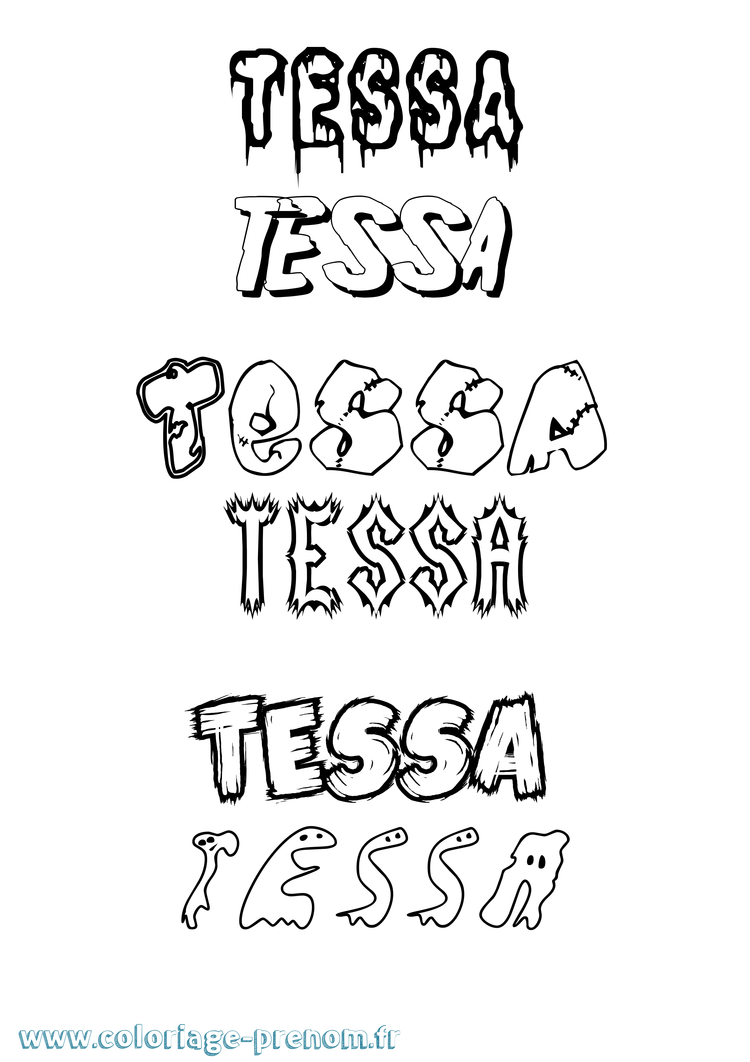 Coloriage prénom Tessa Frisson