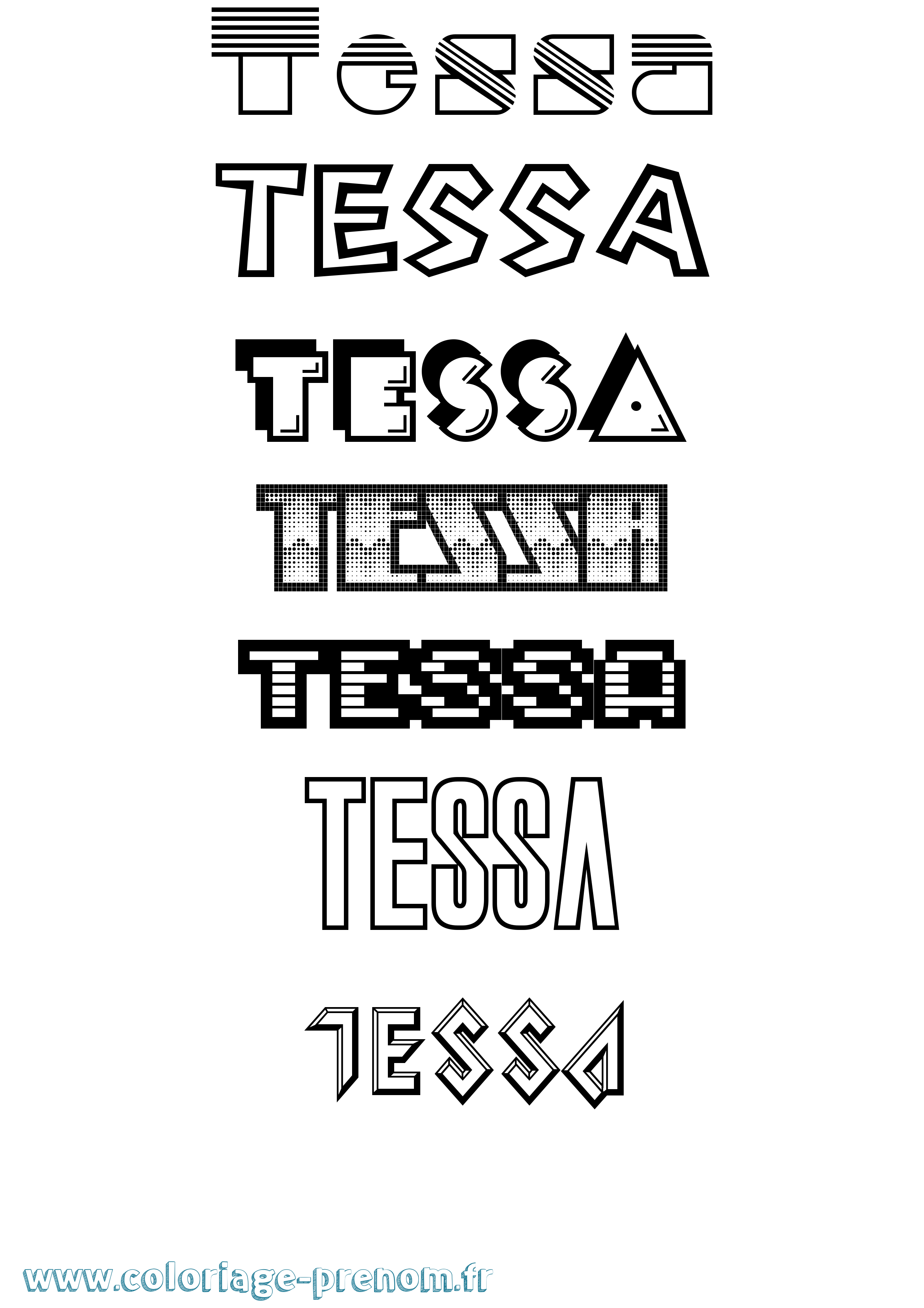 Coloriage prénom Tessa Jeux Vidéos