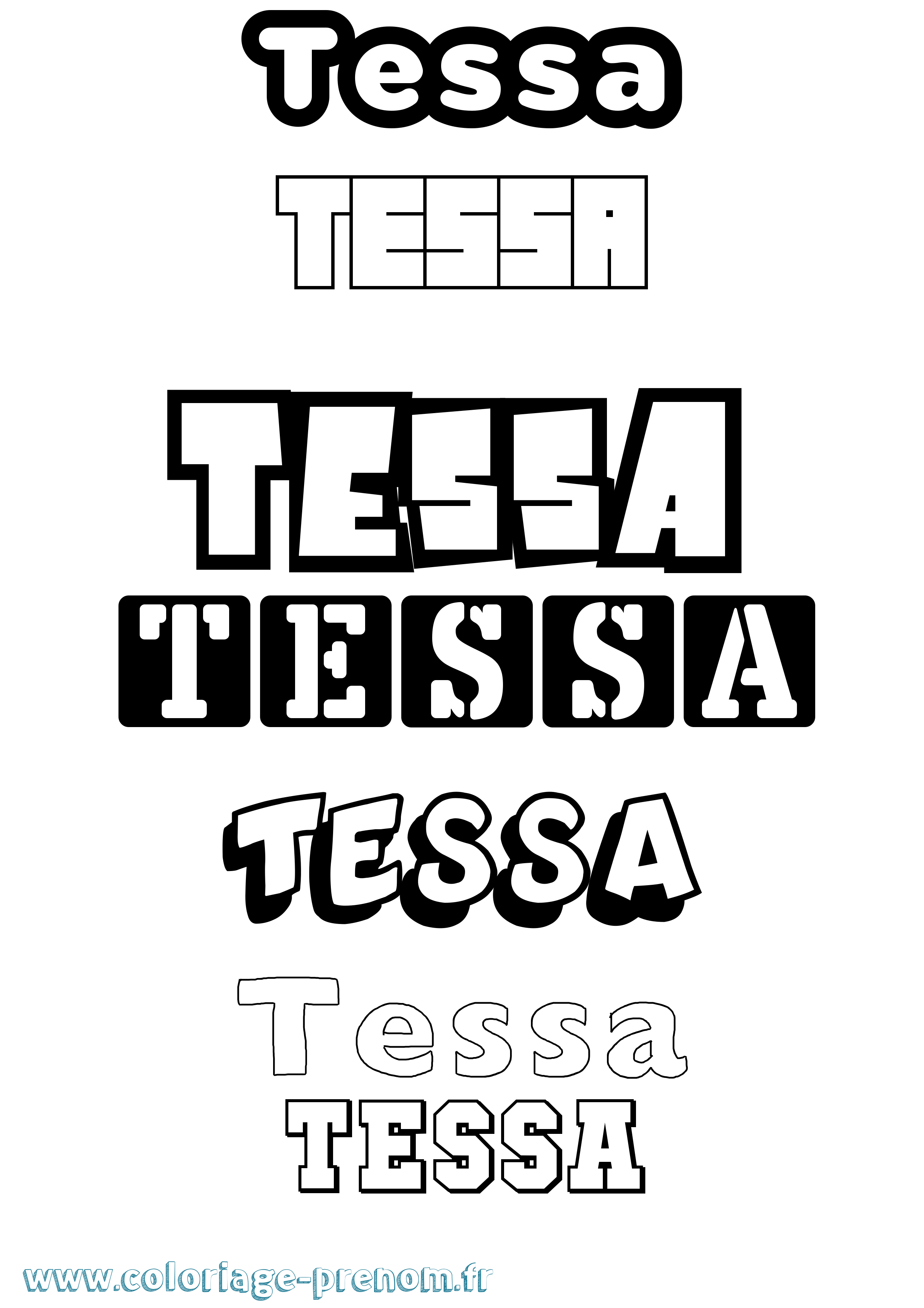 Coloriage prénom Tessa Simple