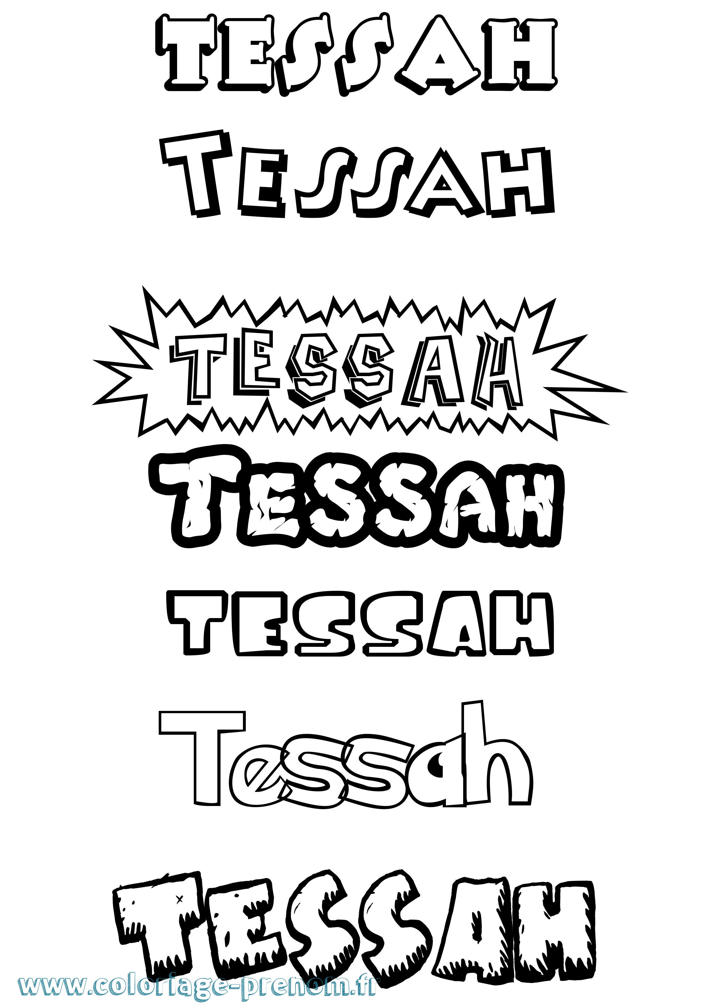 Coloriage prénom Tessah Dessin Animé