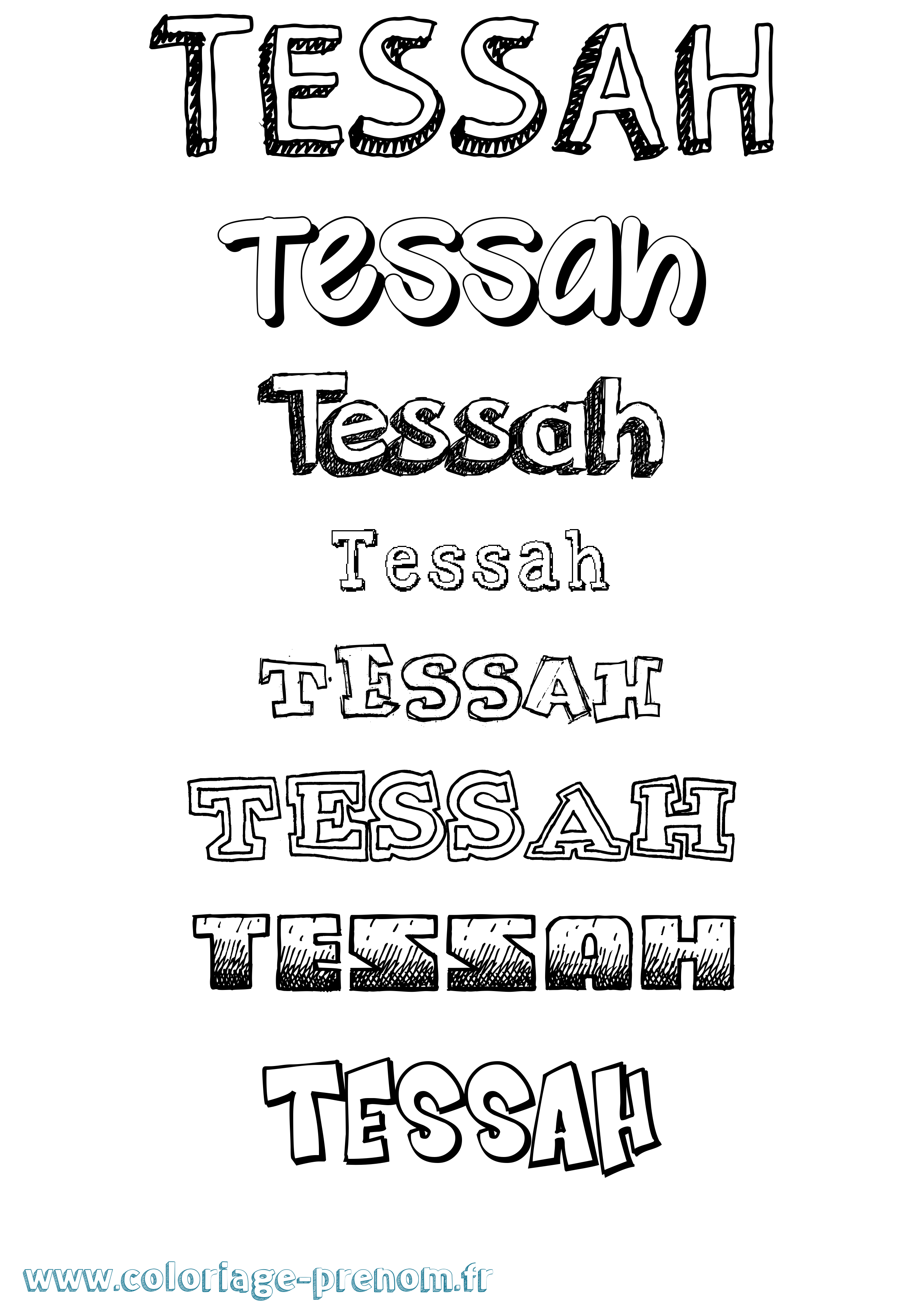 Coloriage prénom Tessah Dessiné