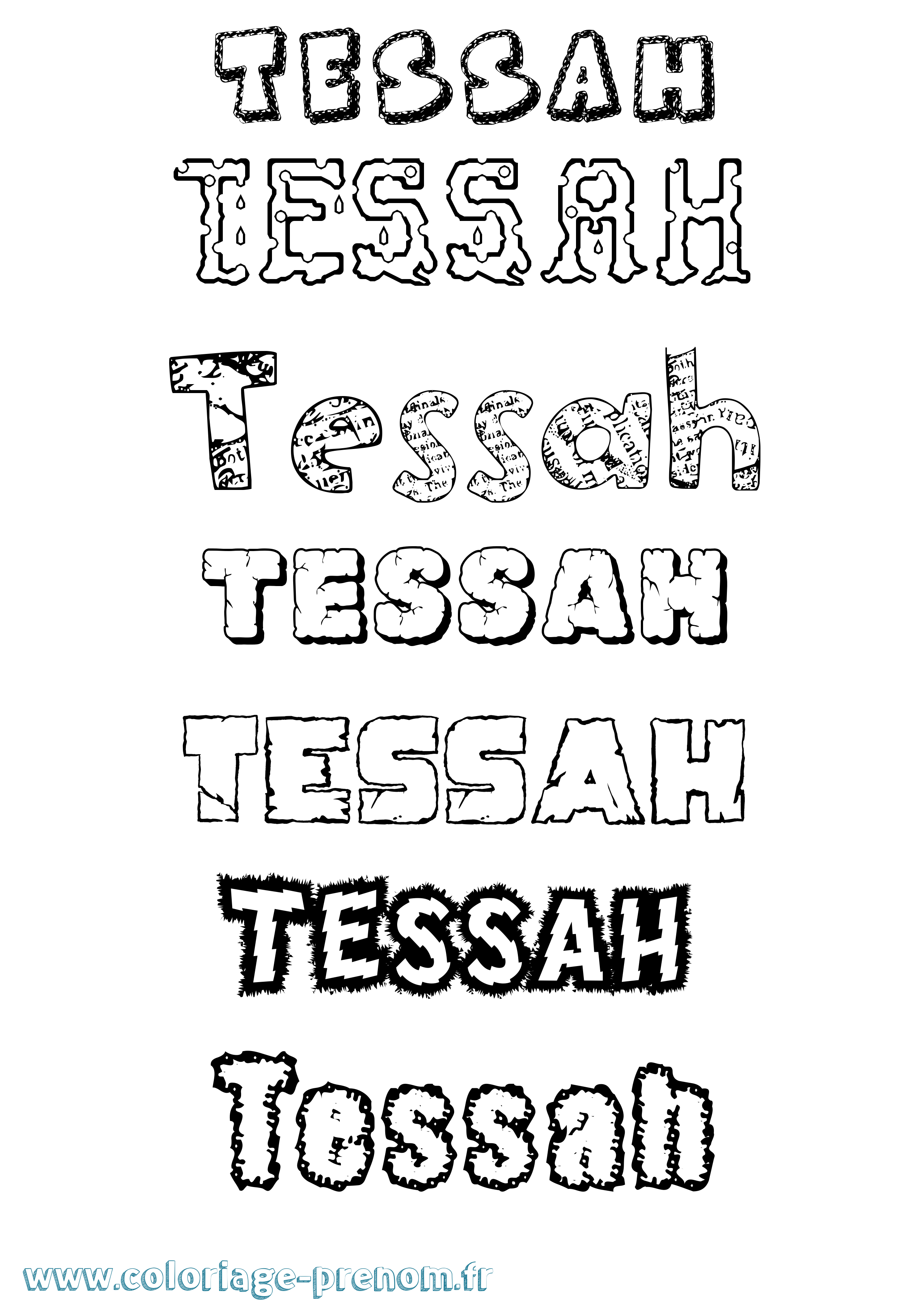 Coloriage prénom Tessah Destructuré