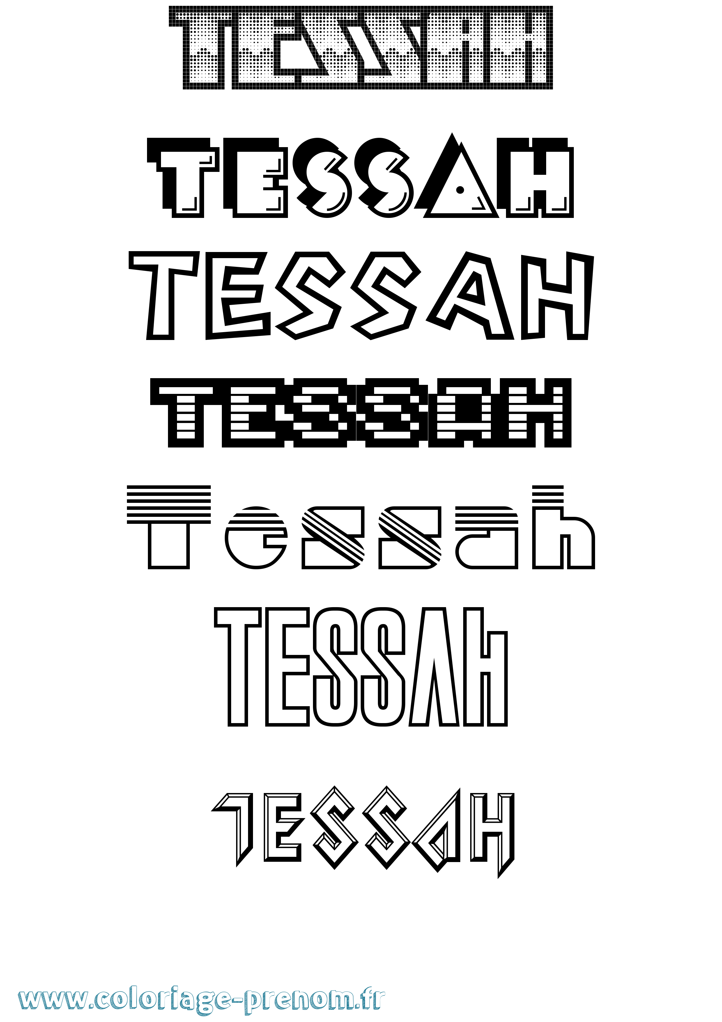 Coloriage prénom Tessah Jeux Vidéos