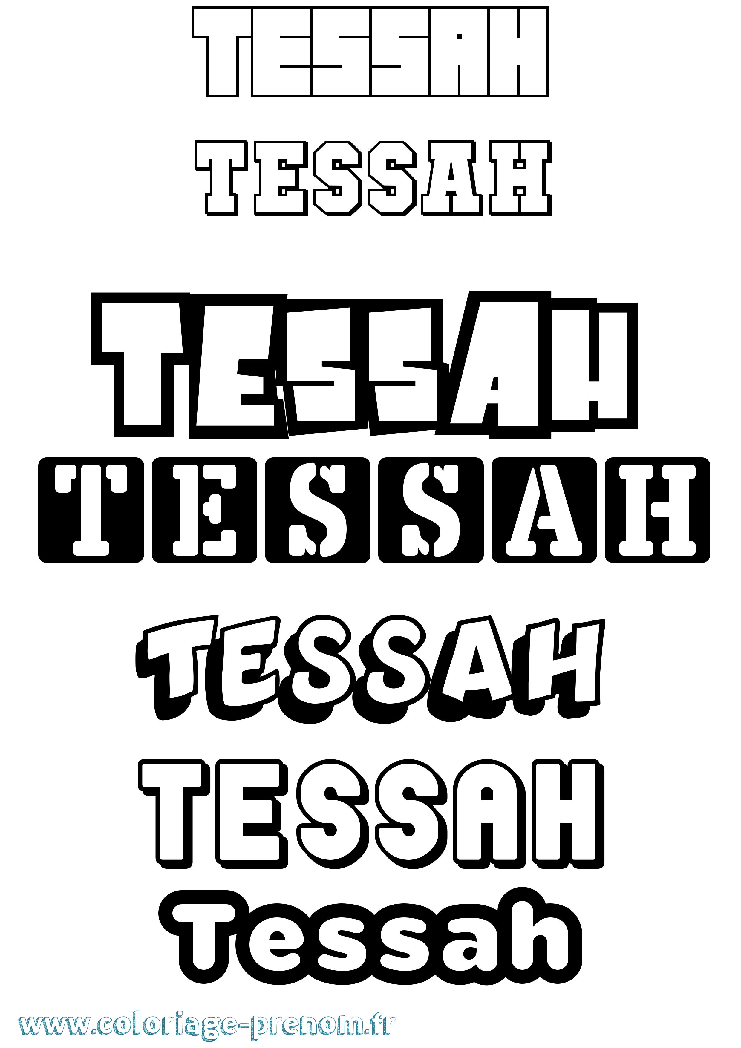 Coloriage prénom Tessah Simple