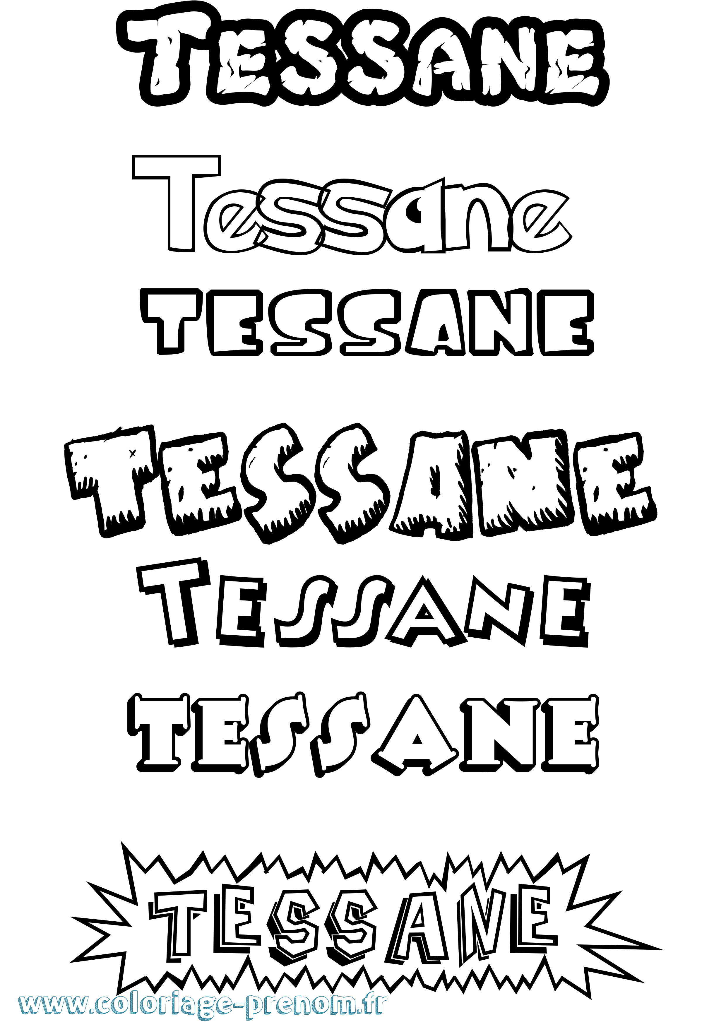 Coloriage prénom Tessane Dessin Animé