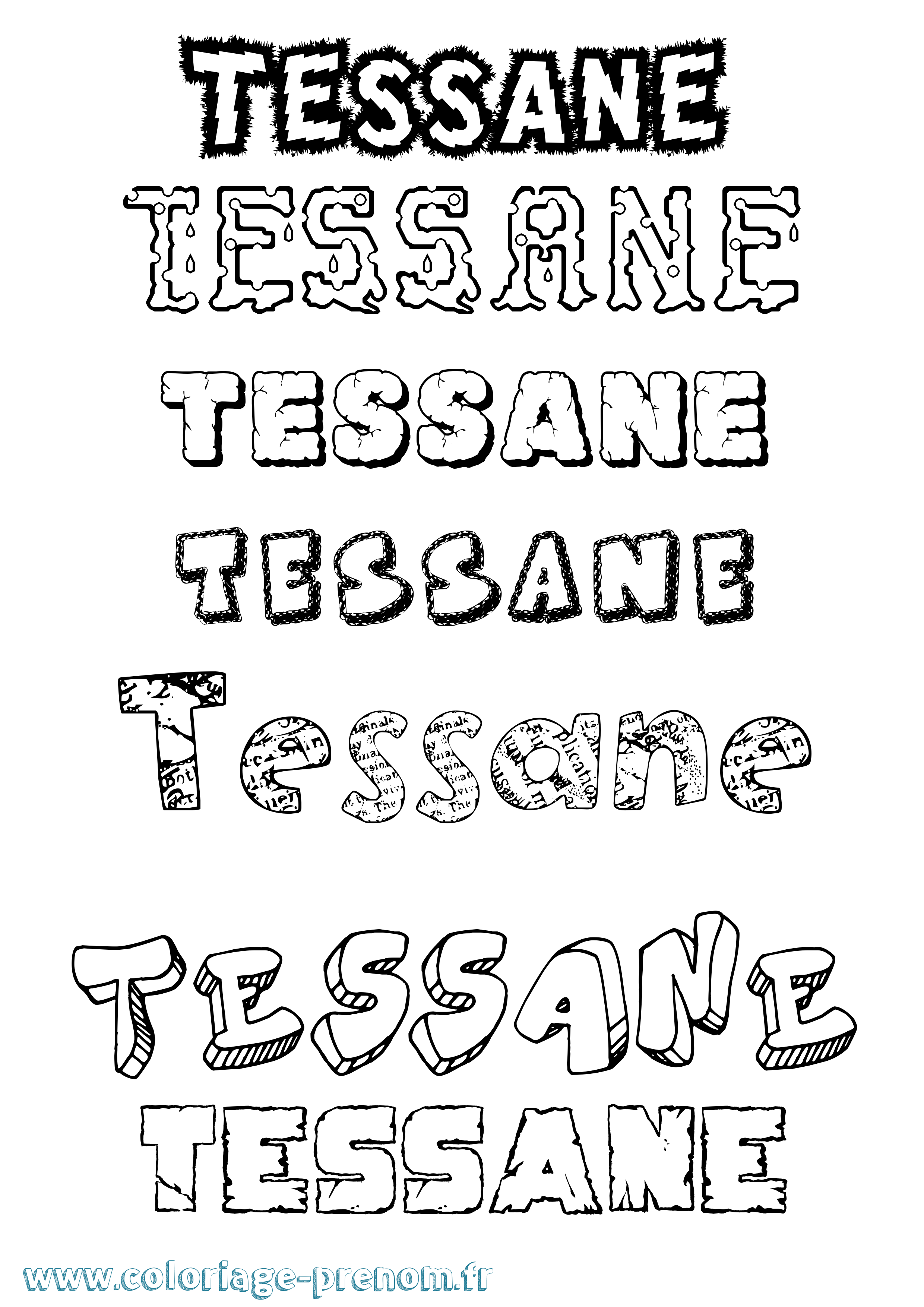 Coloriage prénom Tessane Destructuré