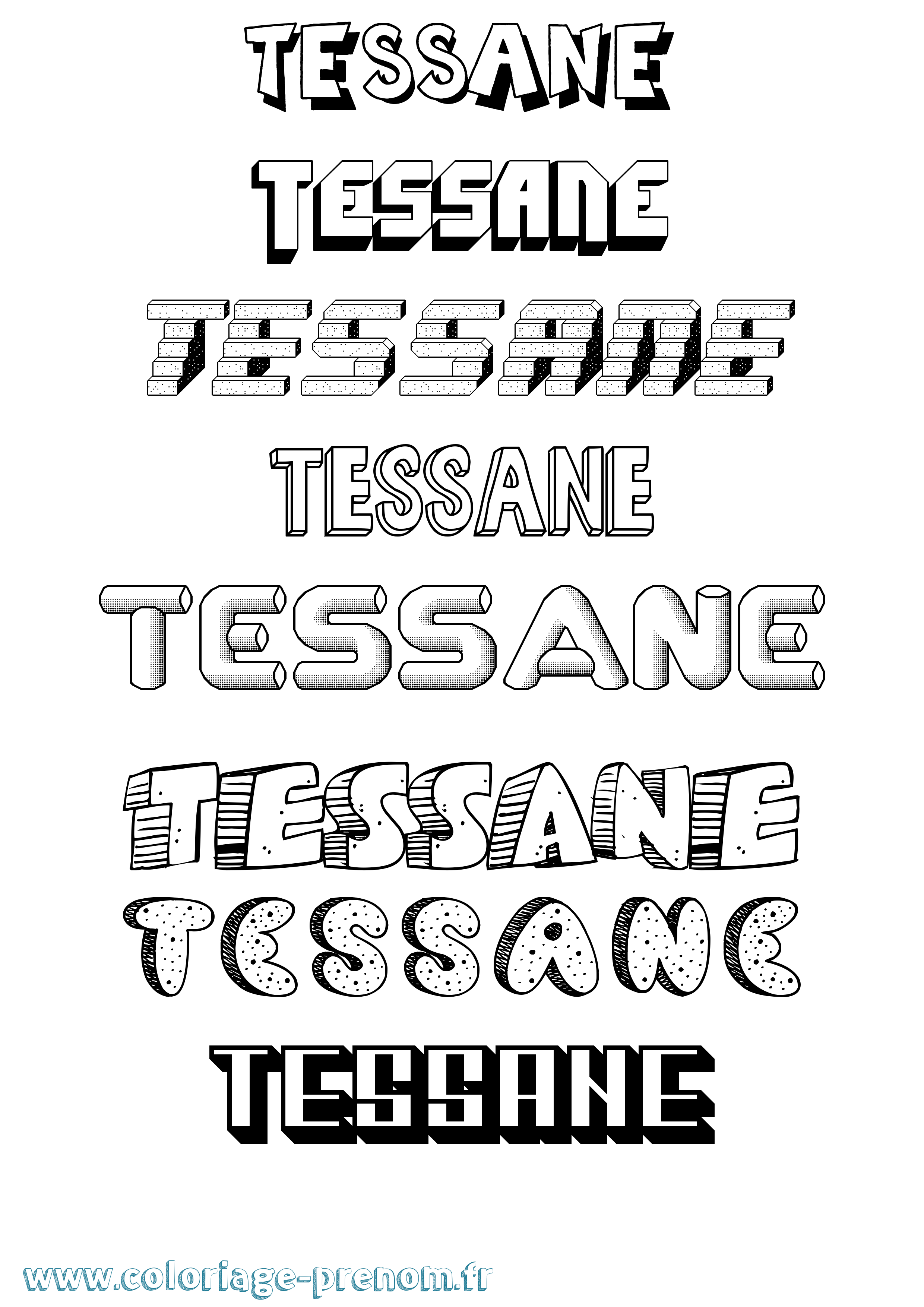 Coloriage prénom Tessane Effet 3D