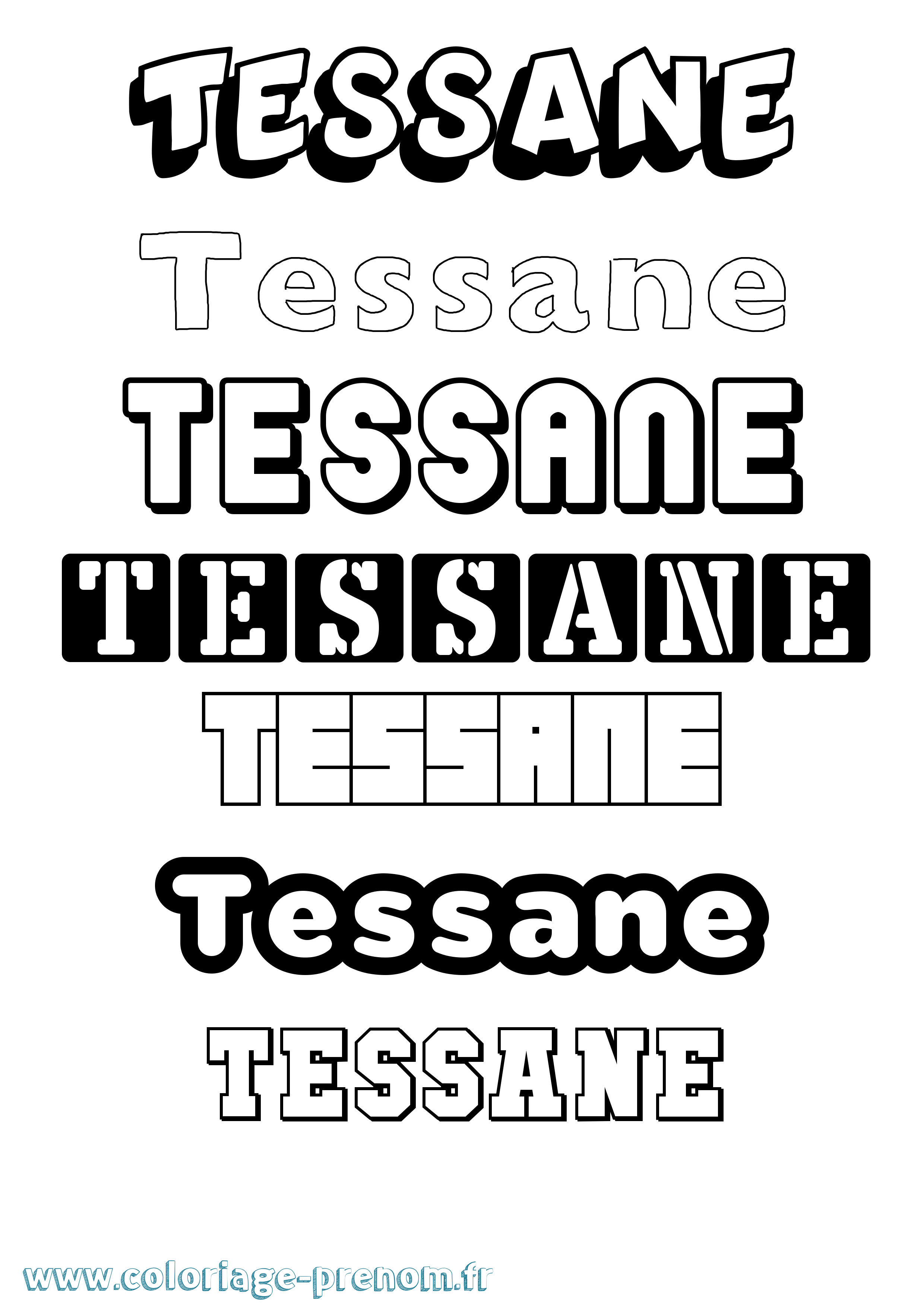 Coloriage prénom Tessane Simple