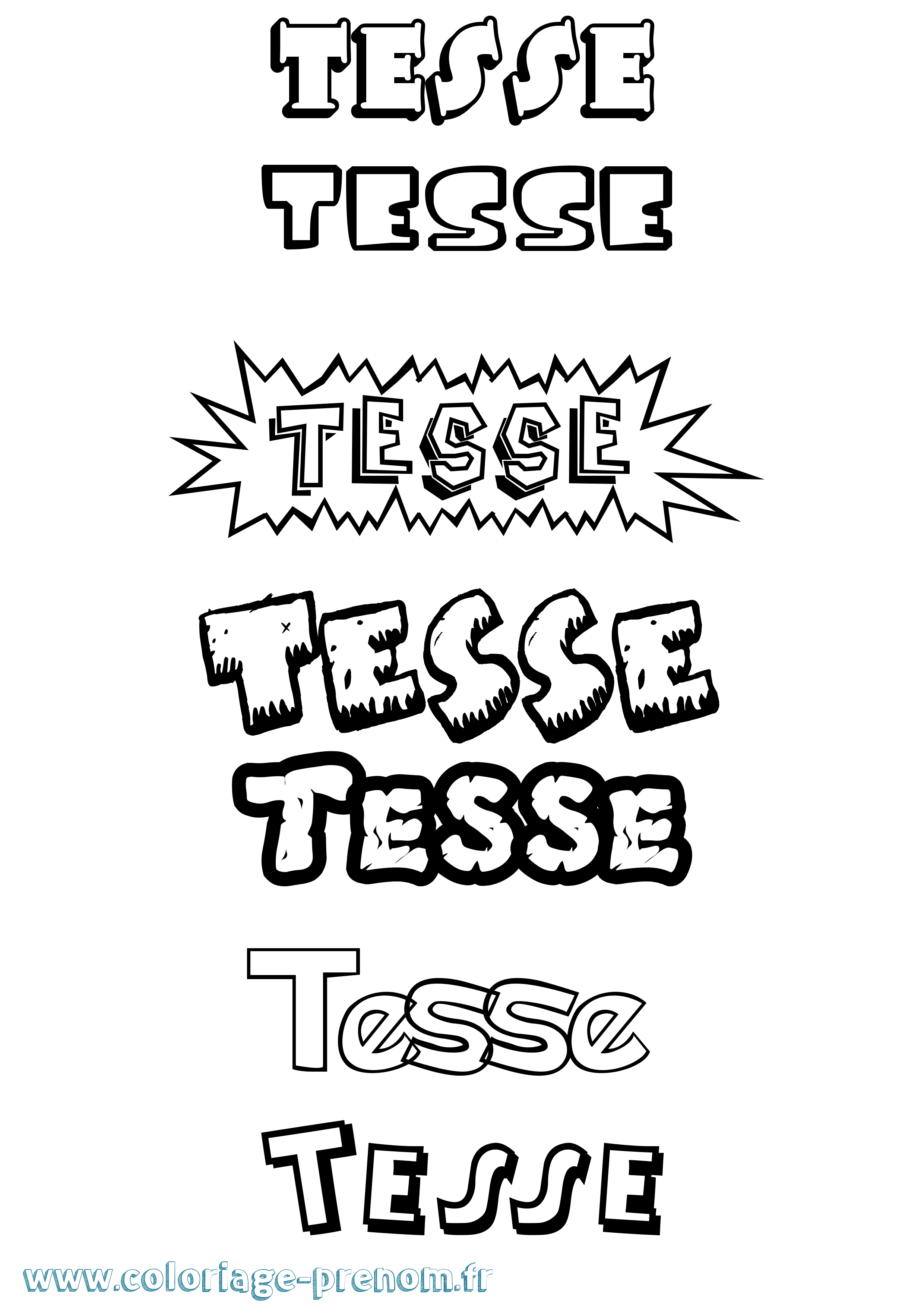 Coloriage prénom Tesse Dessin Animé
