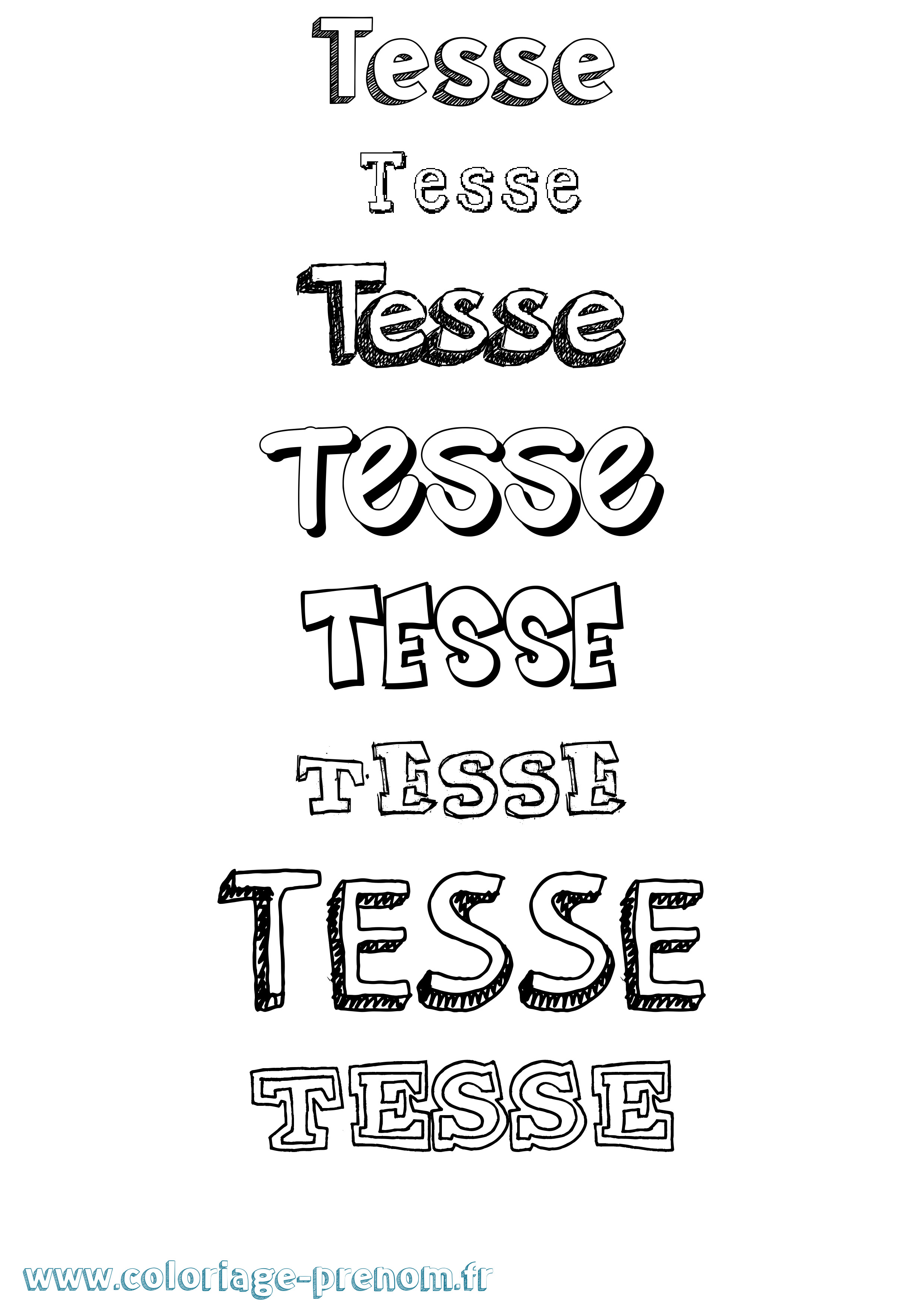 Coloriage prénom Tesse Dessiné