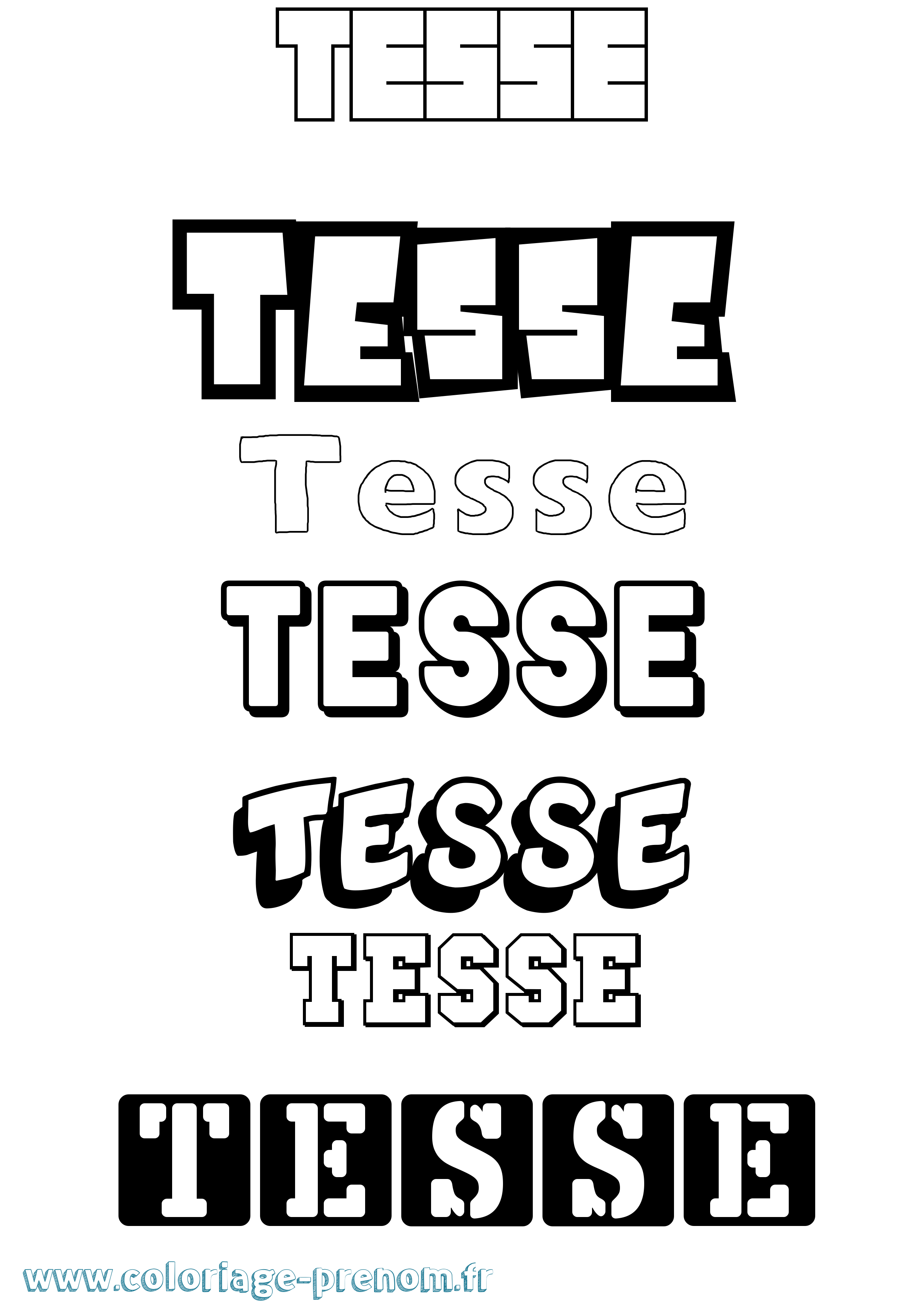 Coloriage prénom Tesse Simple