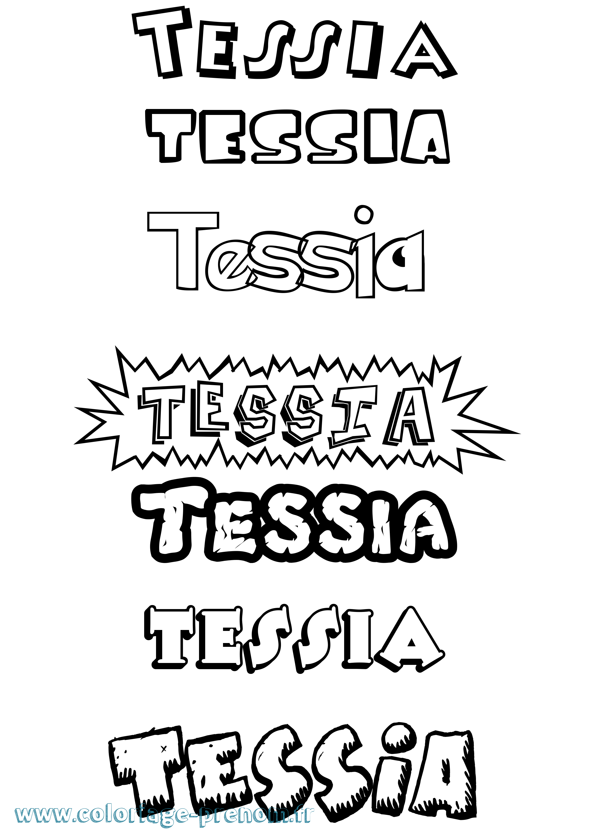 Coloriage prénom Tessia Dessin Animé