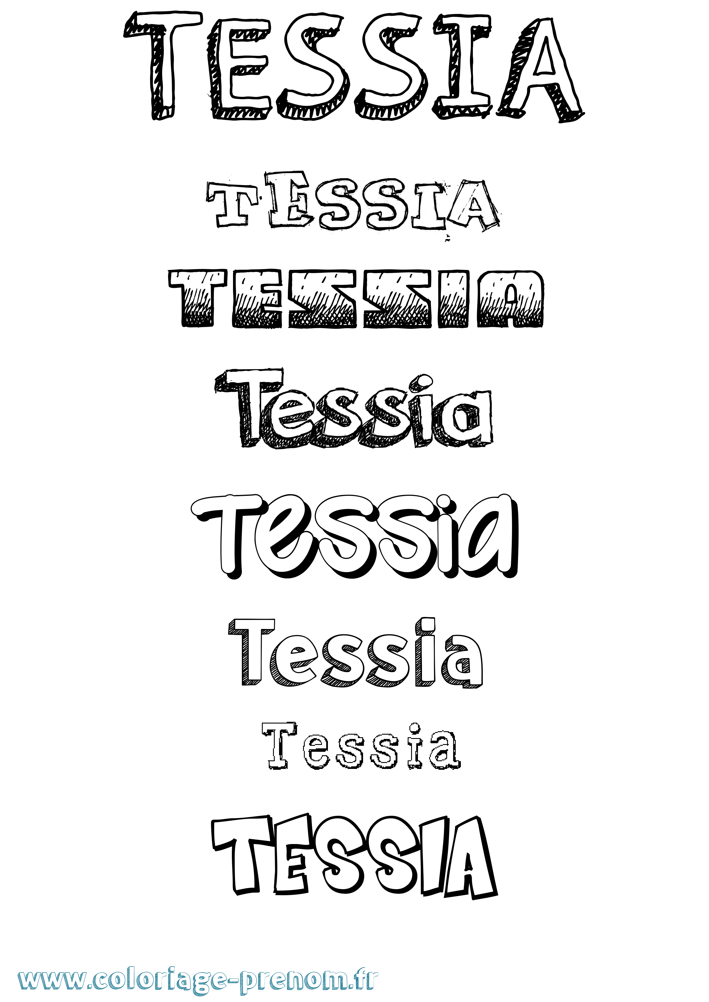 Coloriage prénom Tessia Dessiné