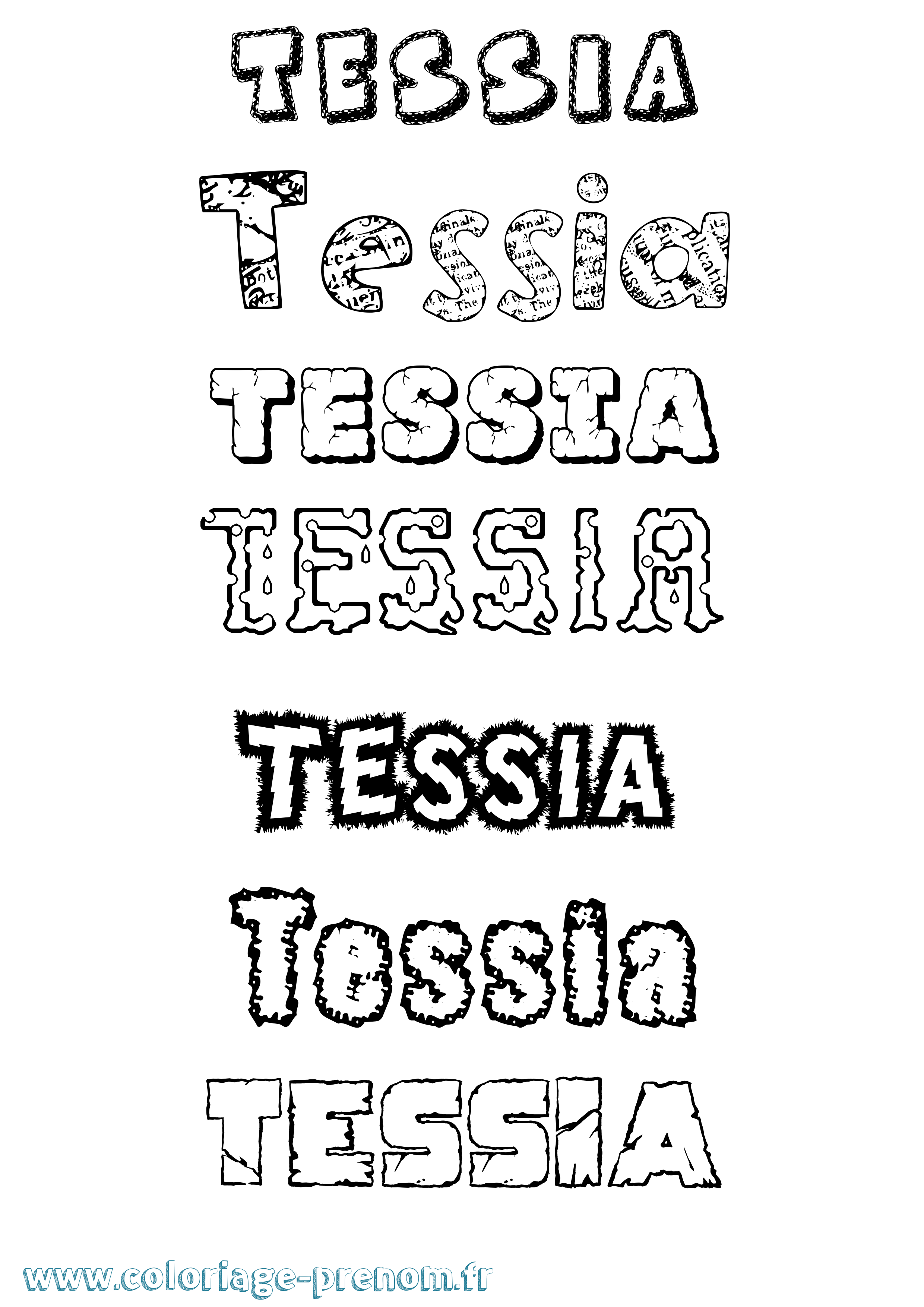 Coloriage prénom Tessia Destructuré