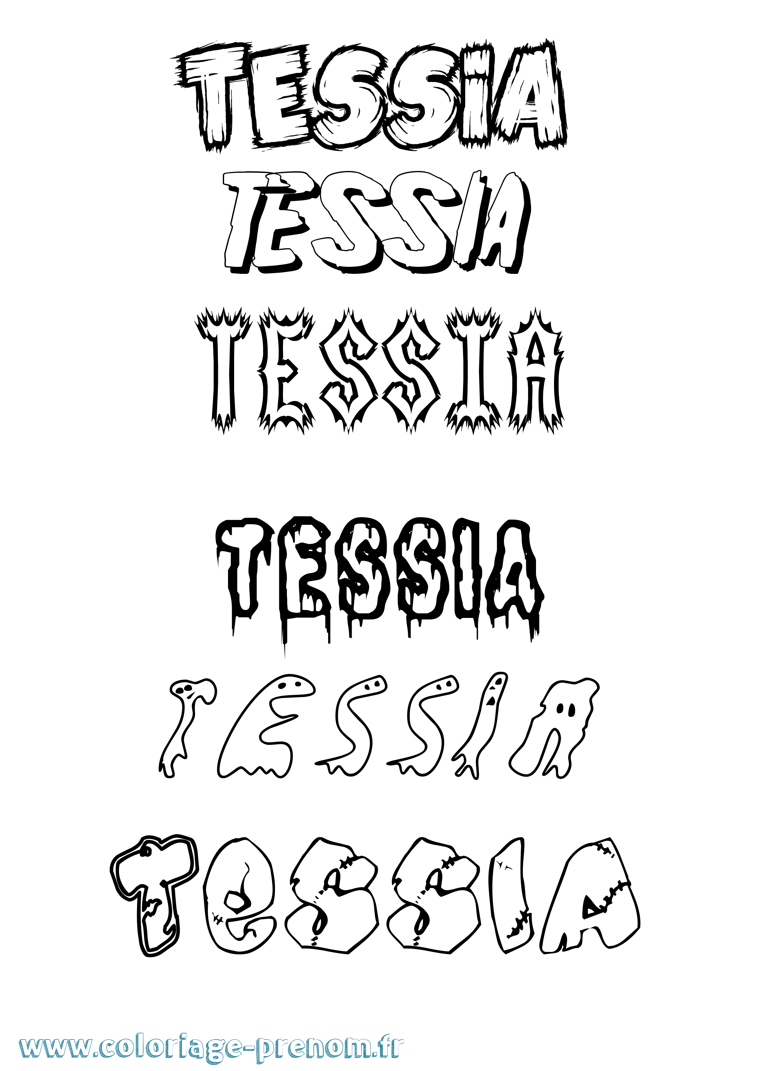 Coloriage prénom Tessia Frisson