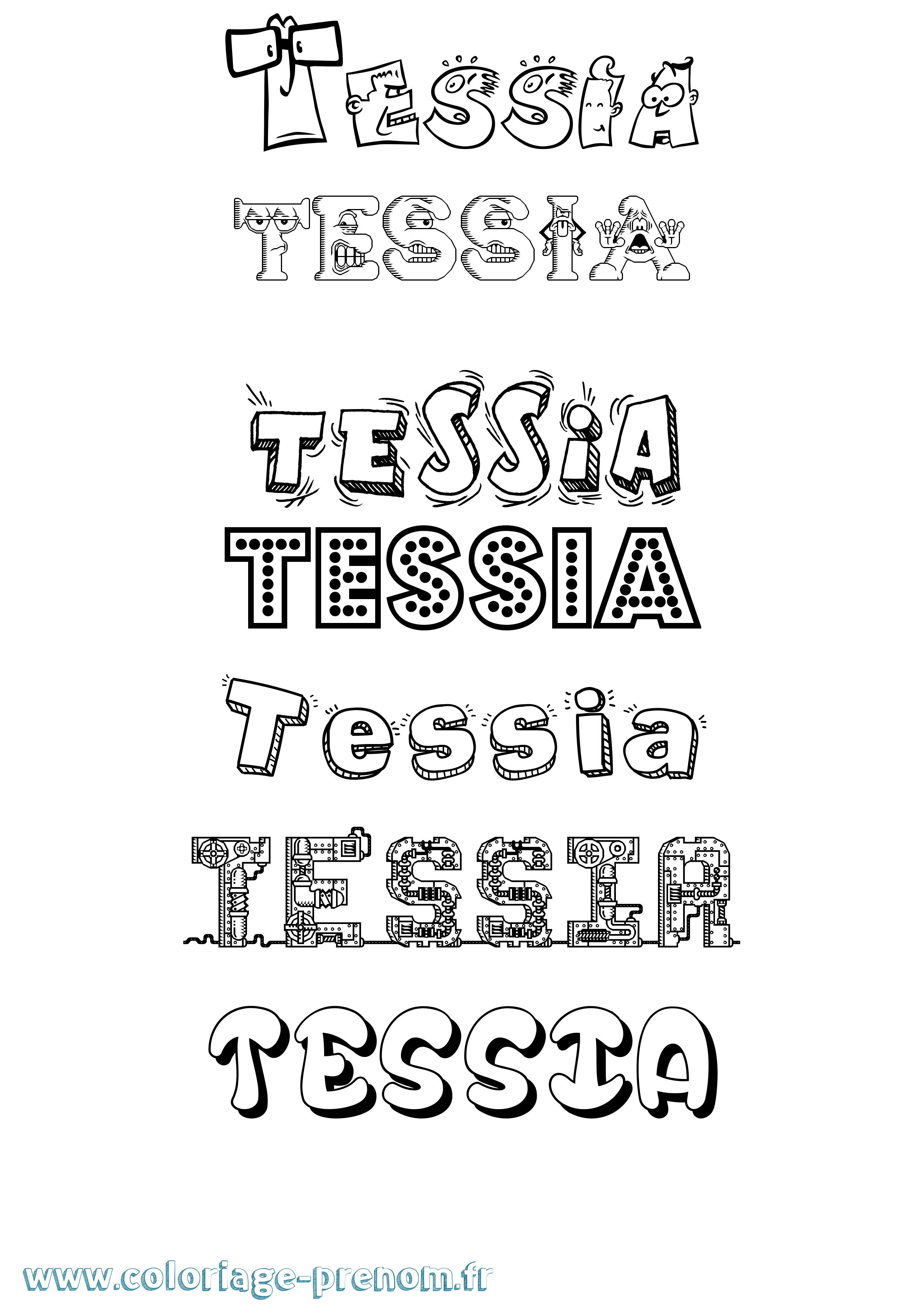 Coloriage prénom Tessia Fun