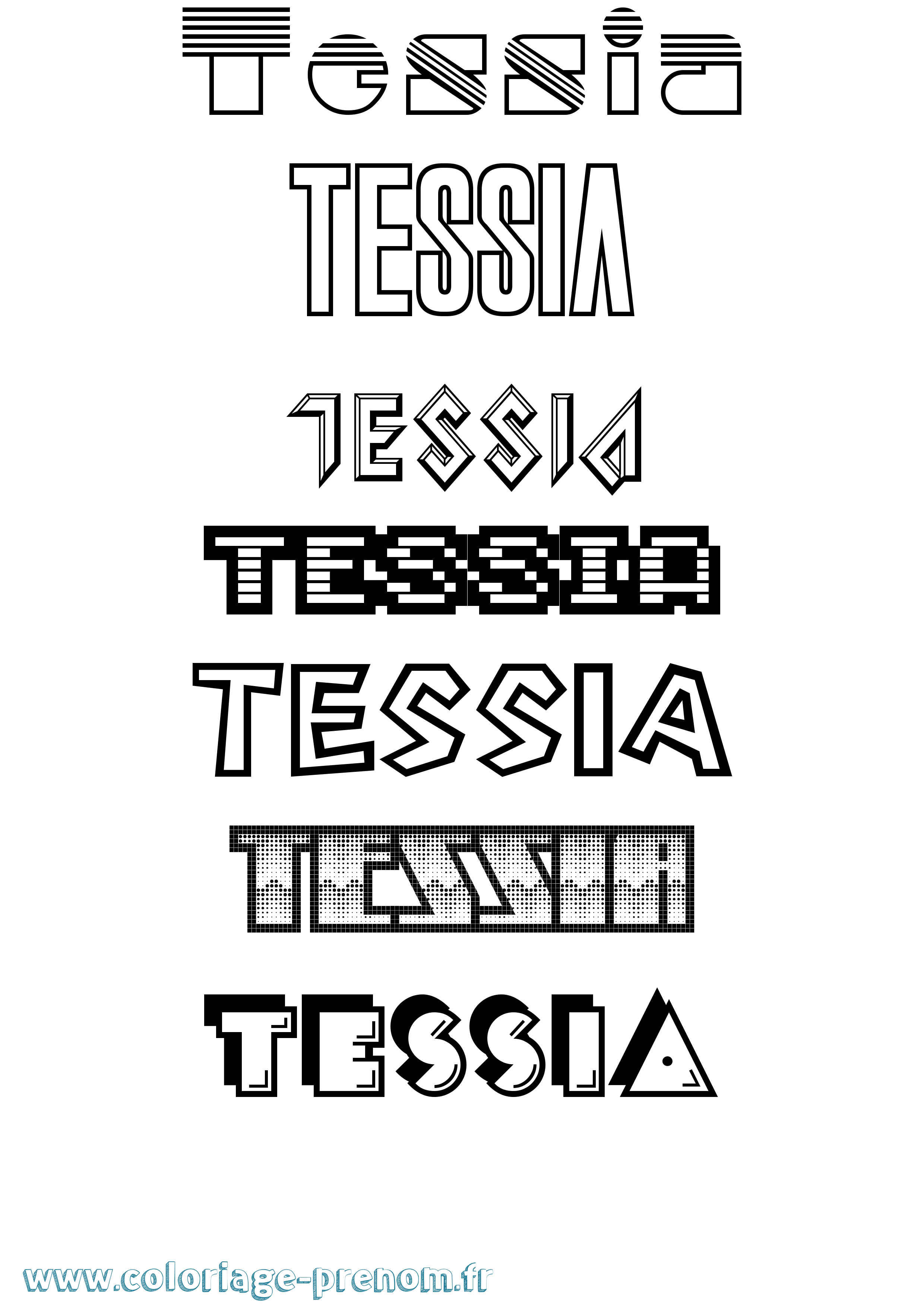 Coloriage prénom Tessia Jeux Vidéos
