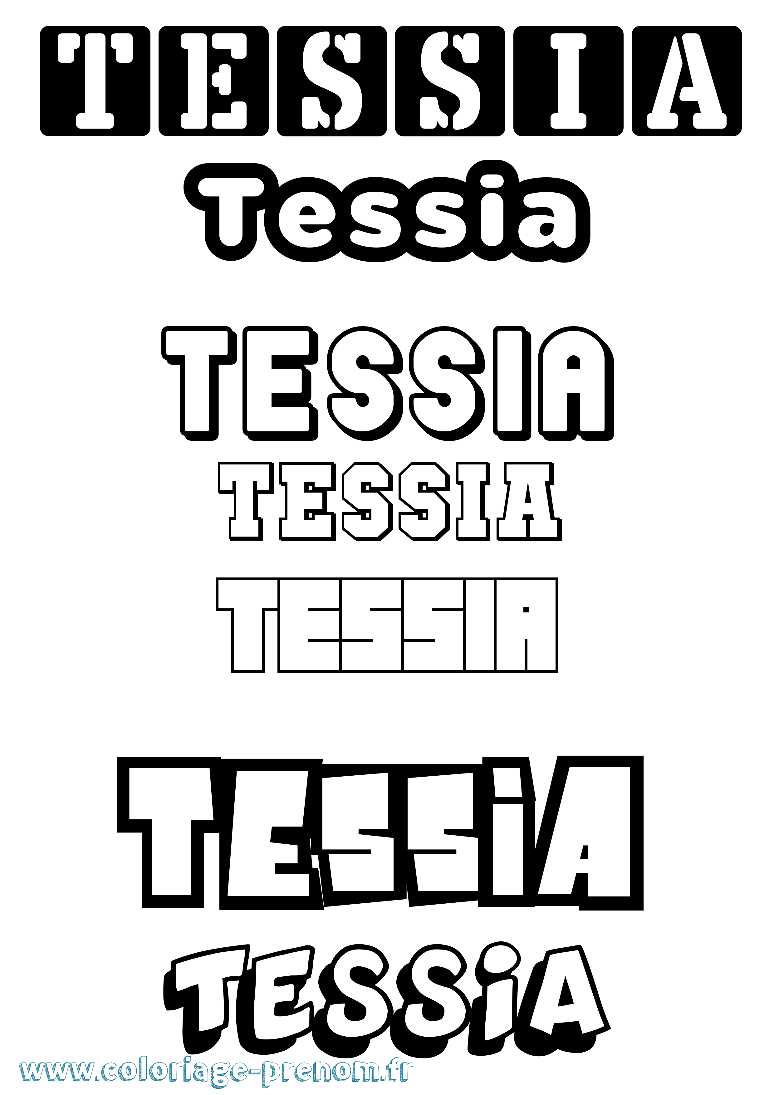 Coloriage prénom Tessia Simple