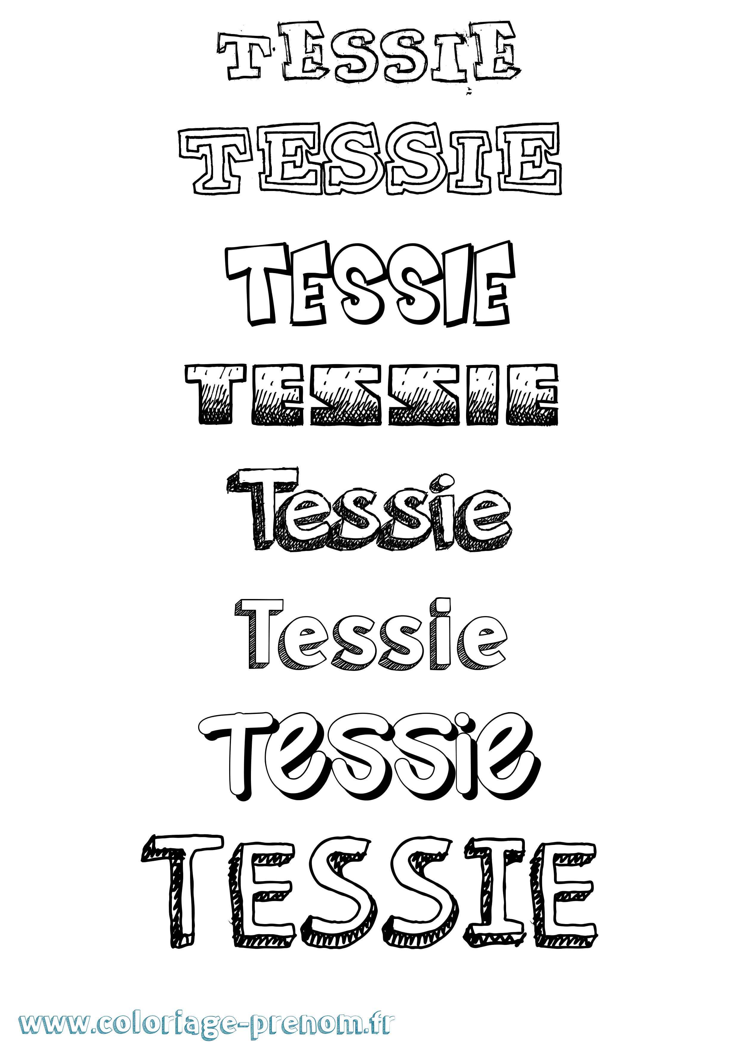 Coloriage prénom Tessie Dessiné