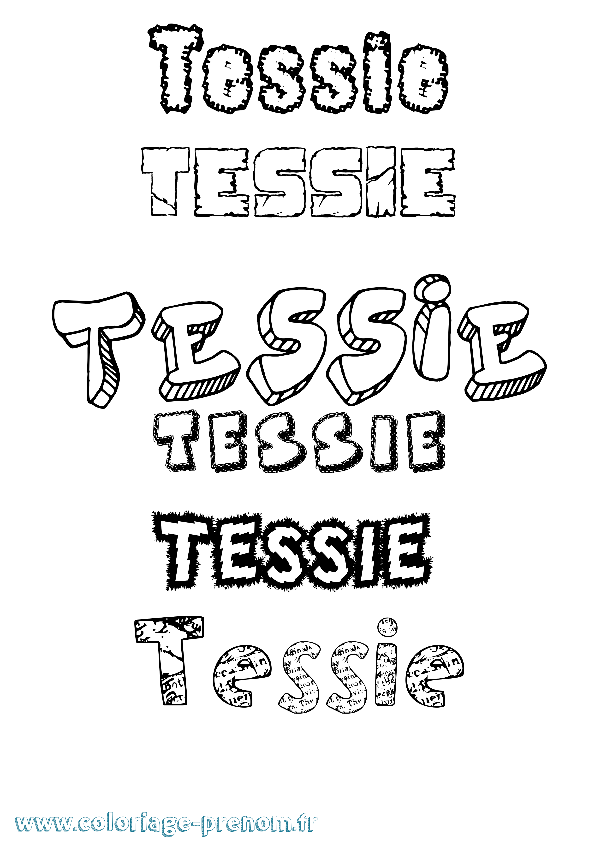 Coloriage prénom Tessie Destructuré