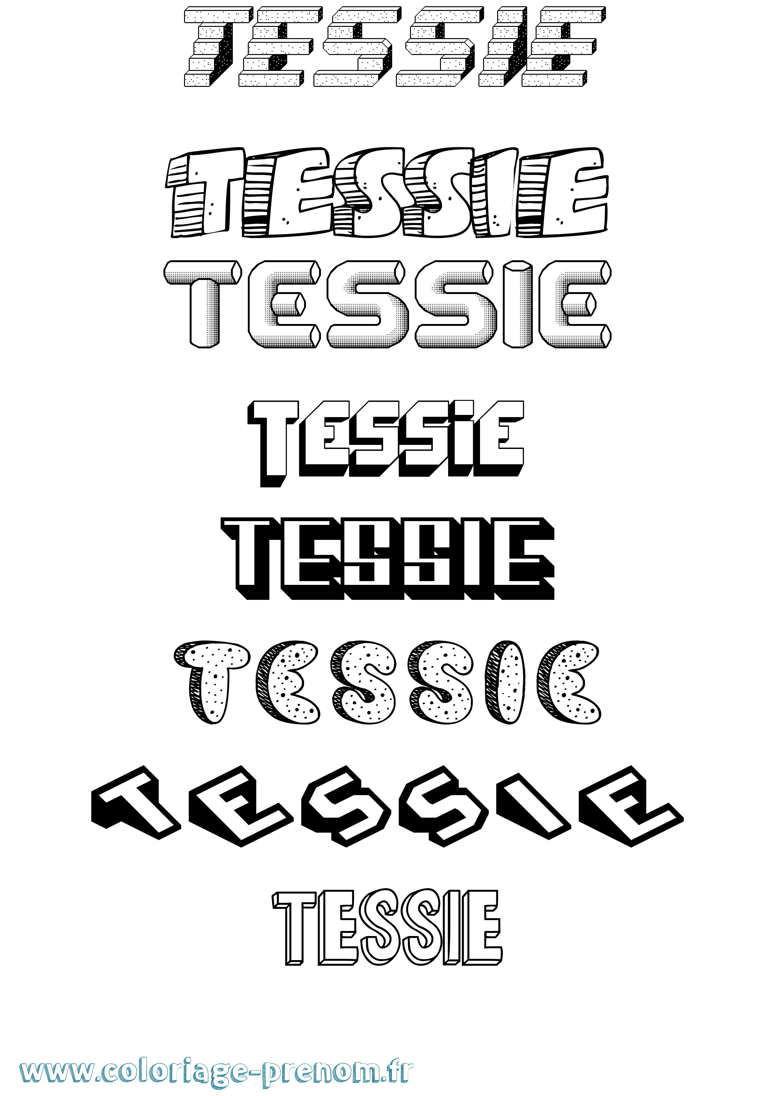 Coloriage prénom Tessie Effet 3D