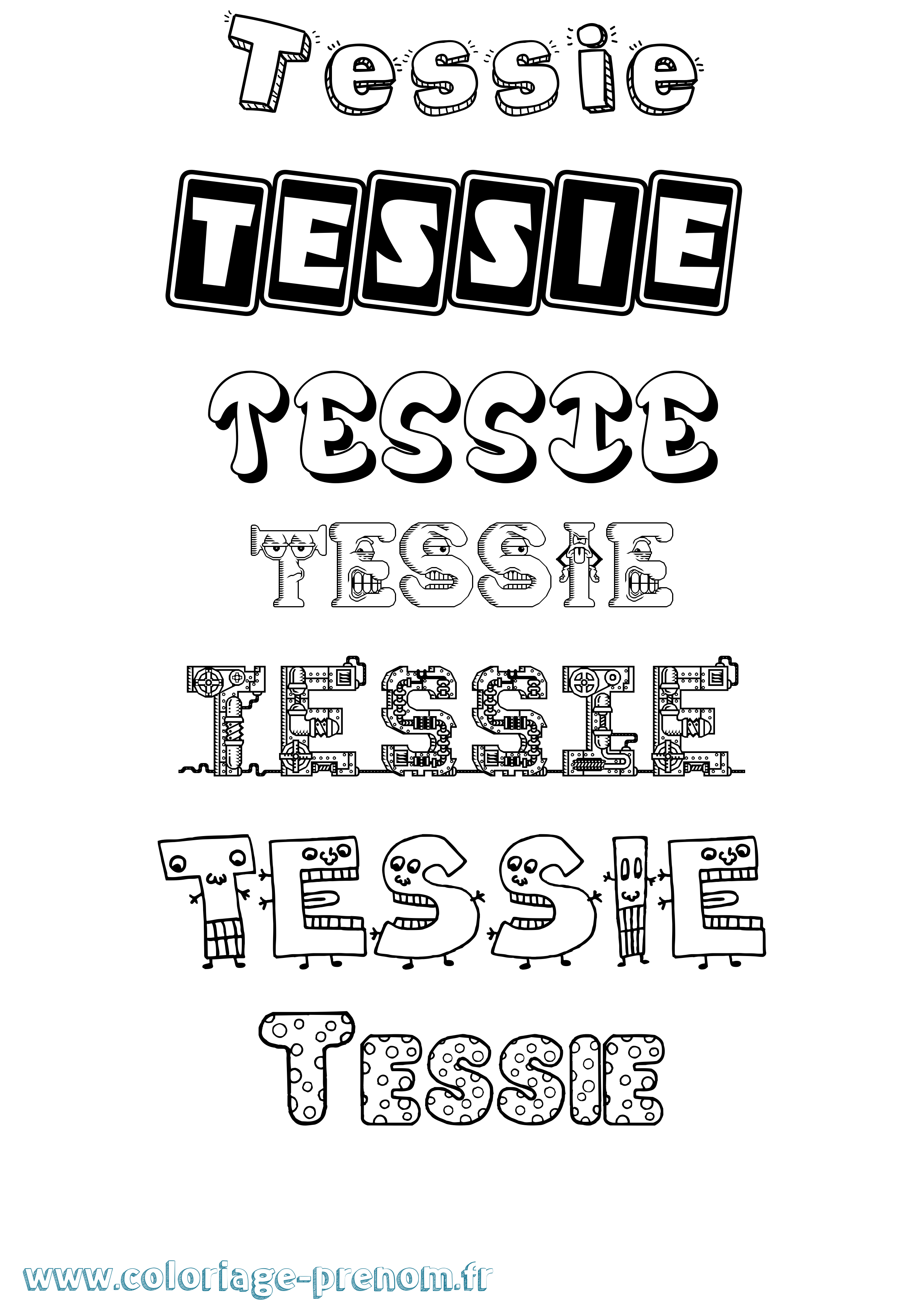 Coloriage prénom Tessie Fun
