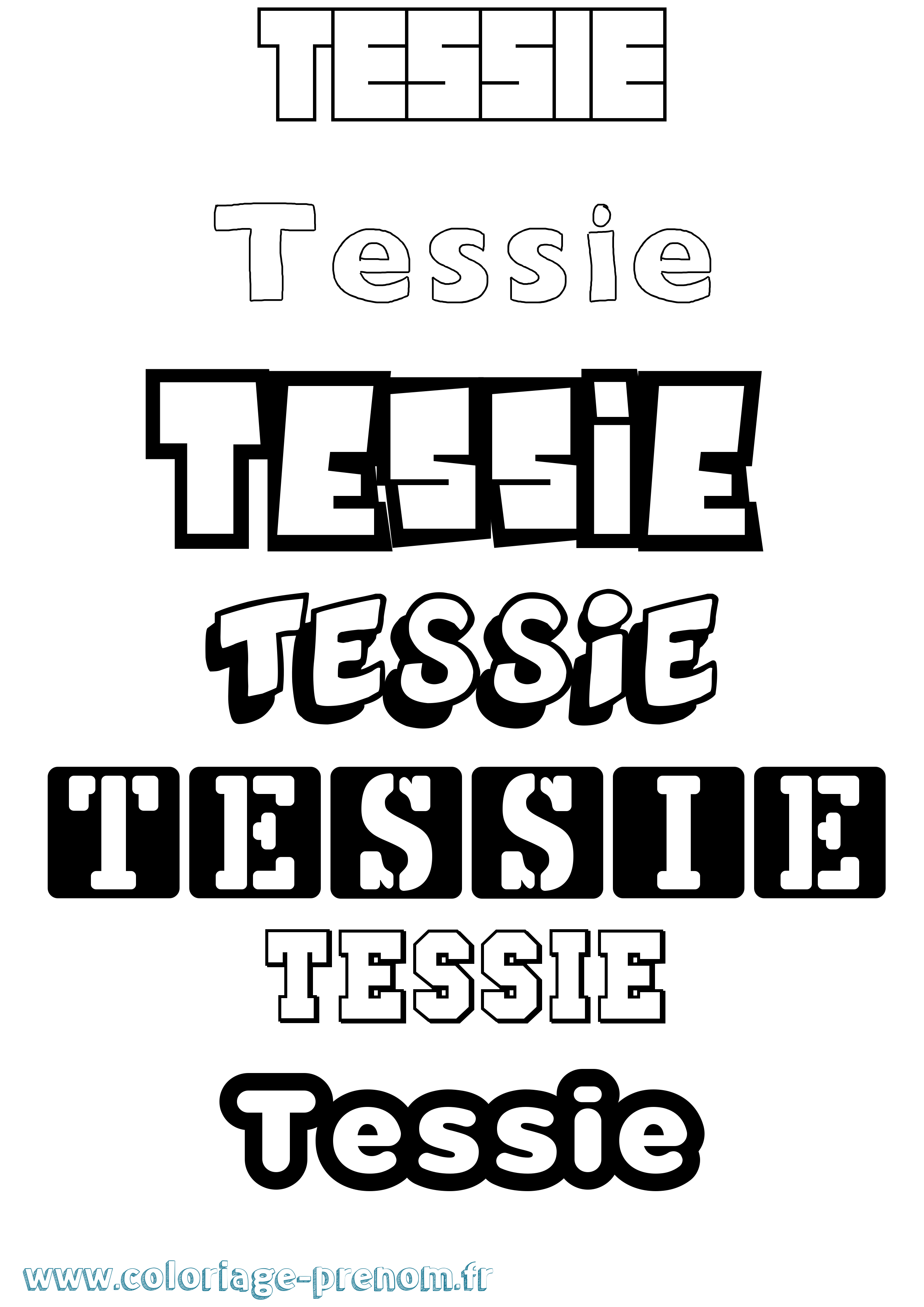 Coloriage prénom Tessie Simple