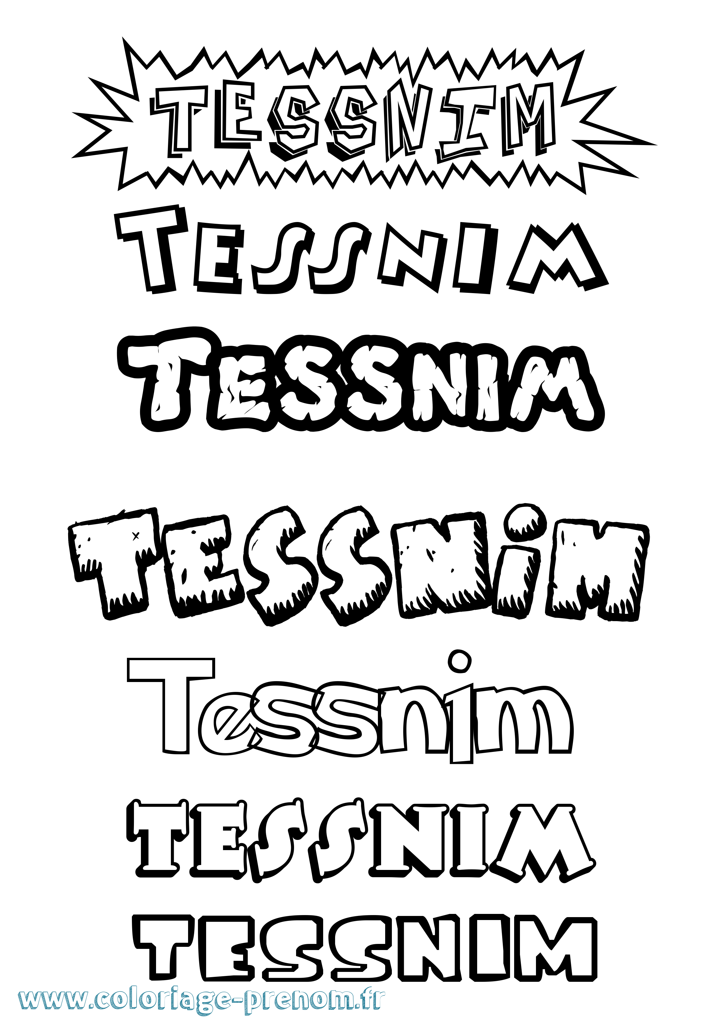 Coloriage prénom Tessnim Dessin Animé