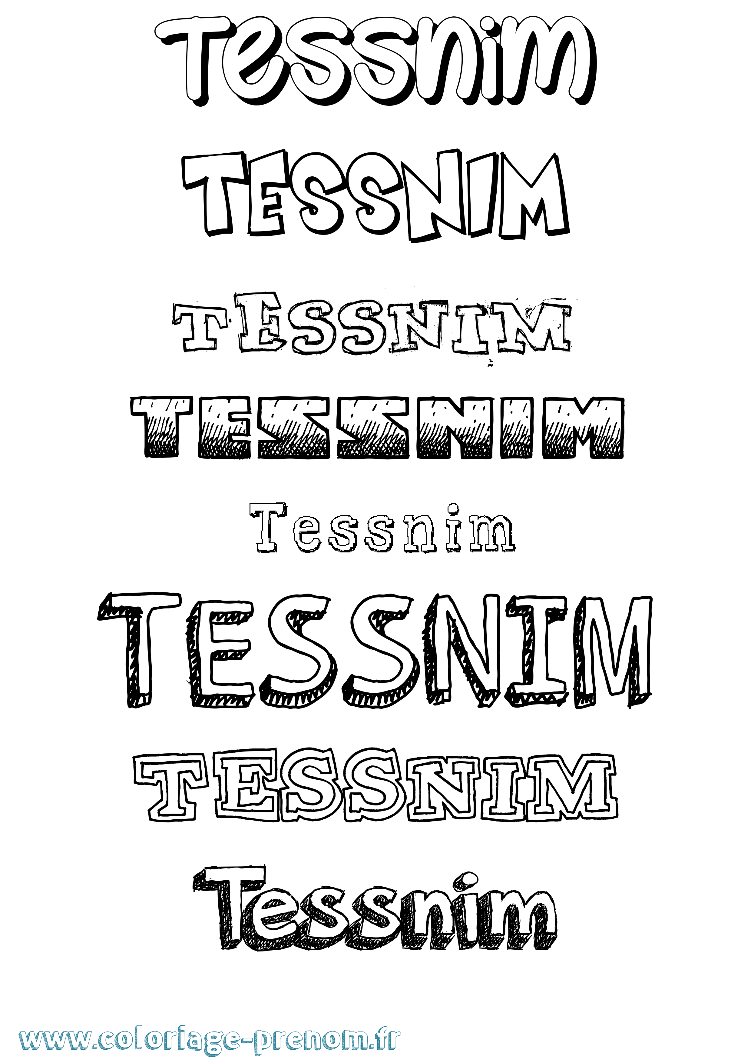 Coloriage prénom Tessnim Dessiné