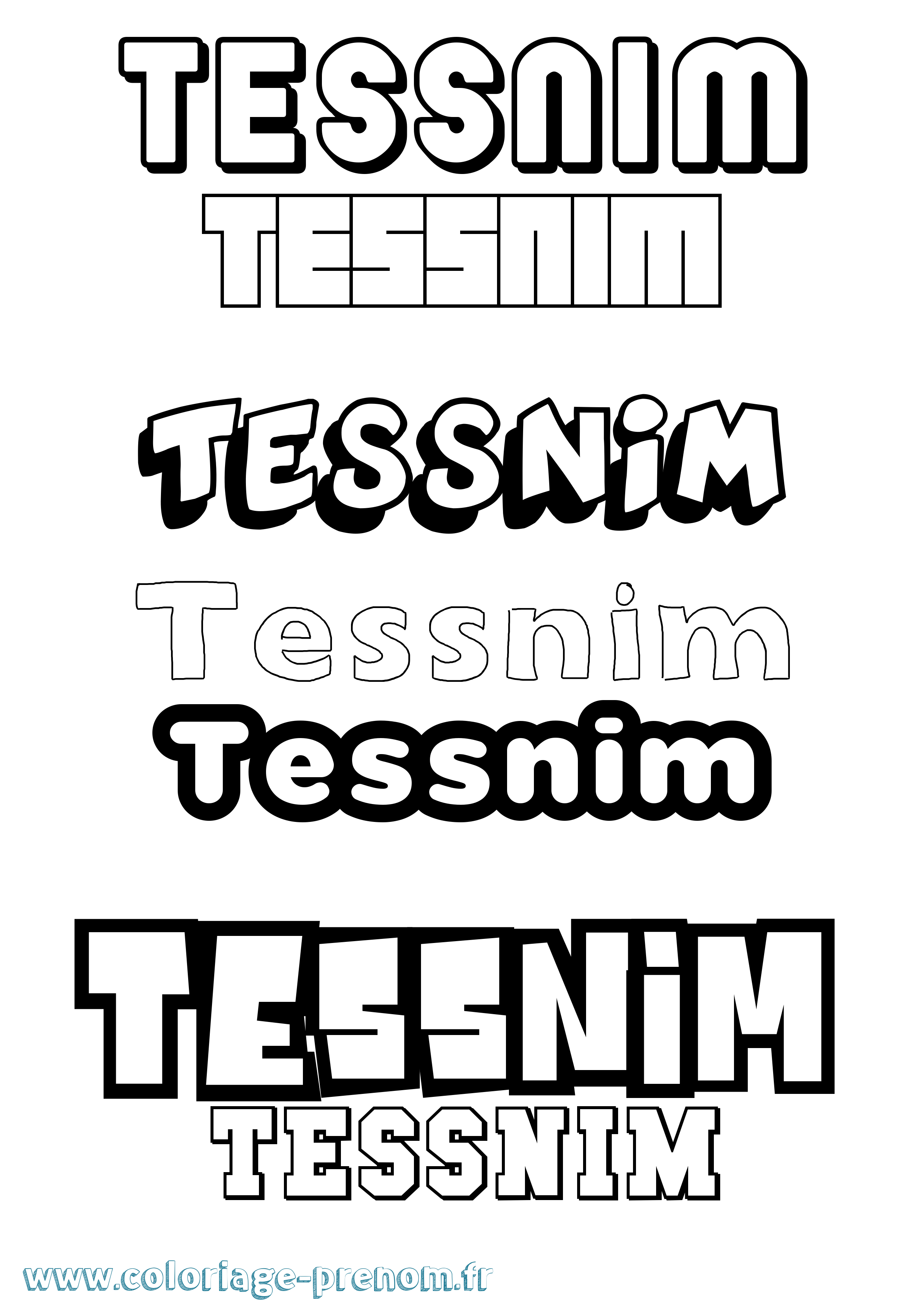 Coloriage prénom Tessnim Simple