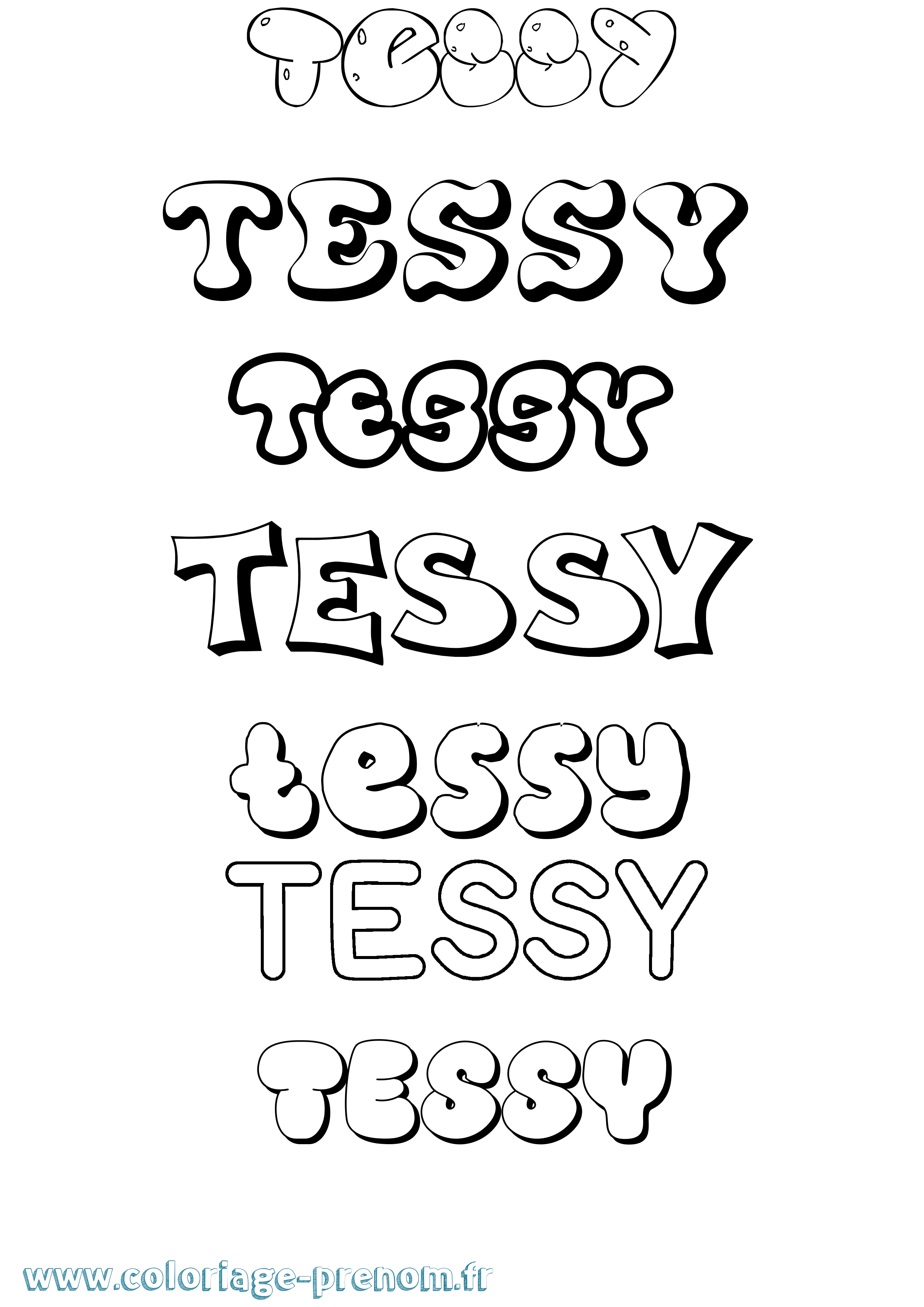Coloriage prénom Tessy Bubble