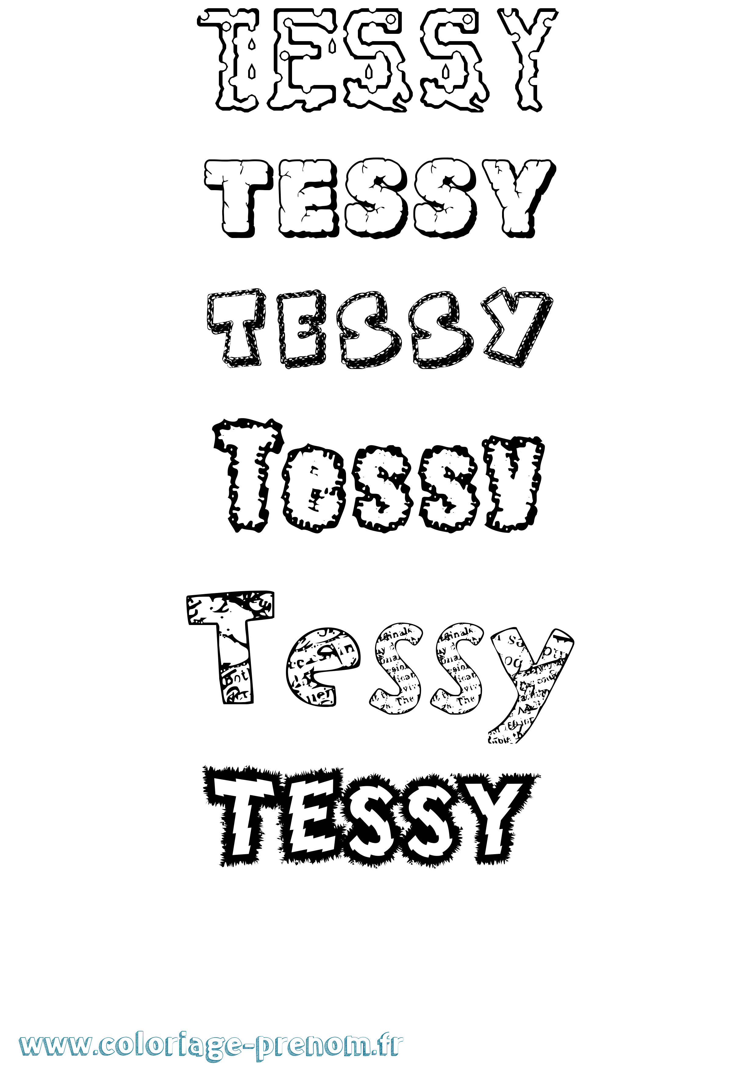 Coloriage prénom Tessy Destructuré