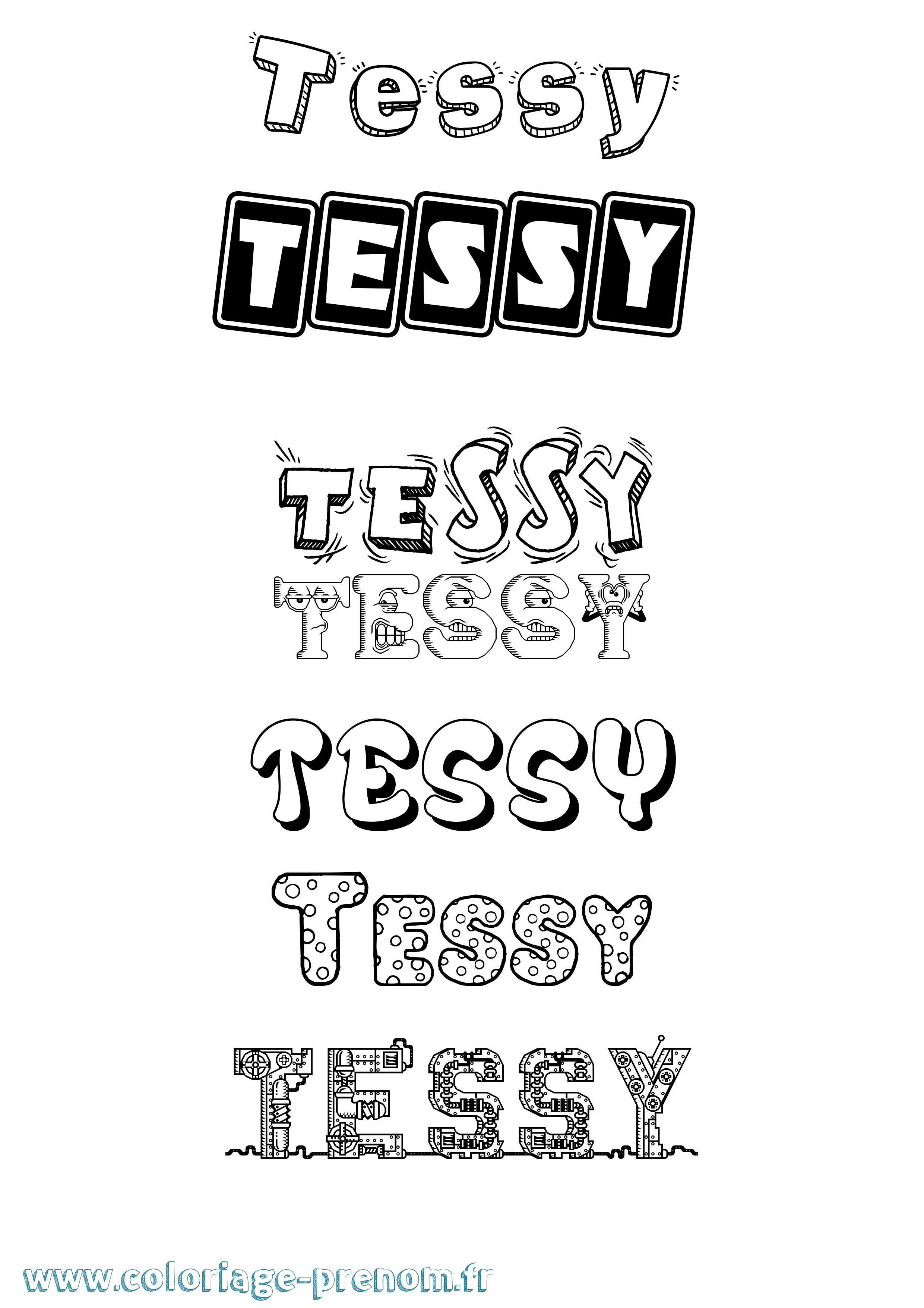 Coloriage prénom Tessy Fun