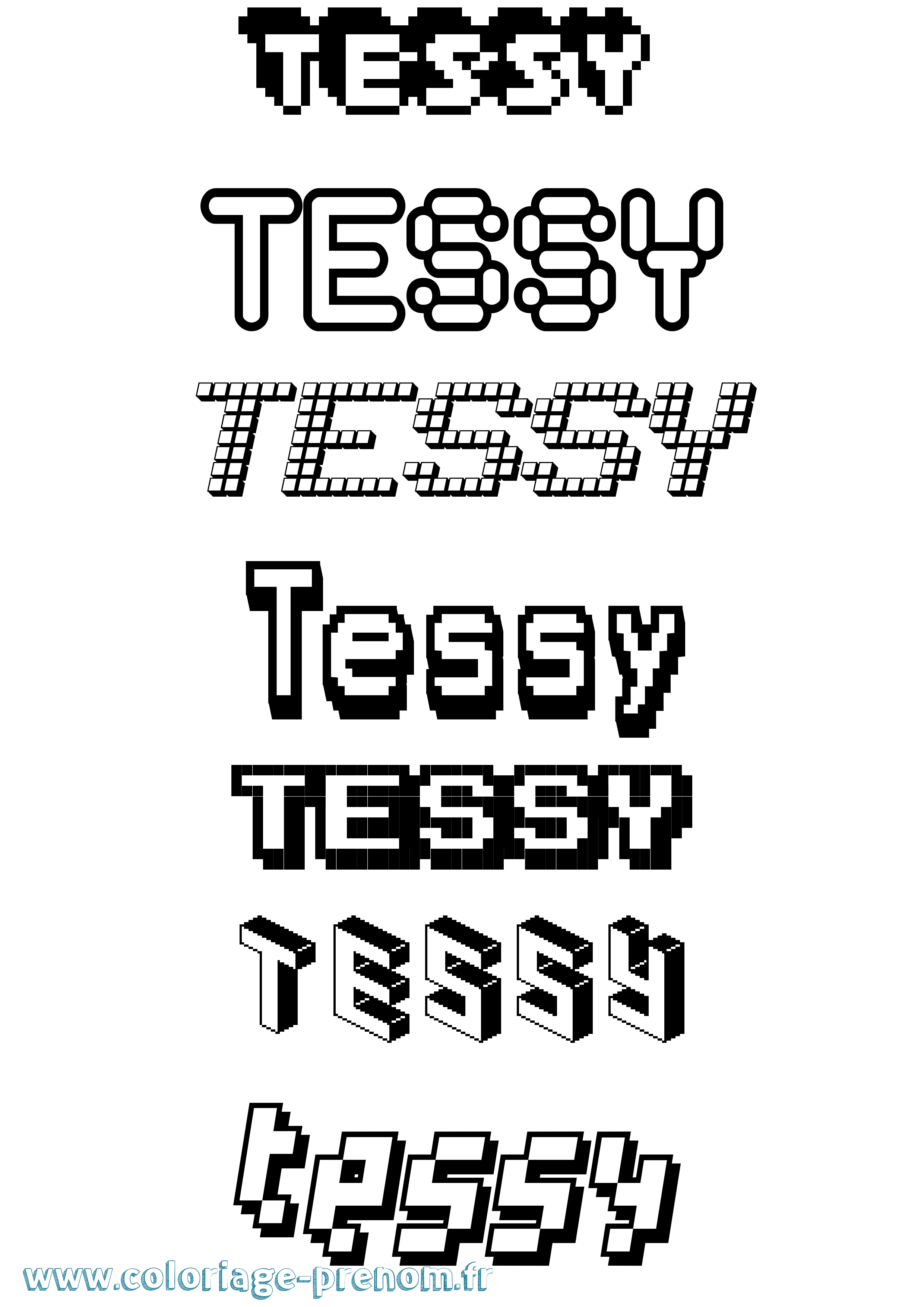 Coloriage prénom Tessy Pixel