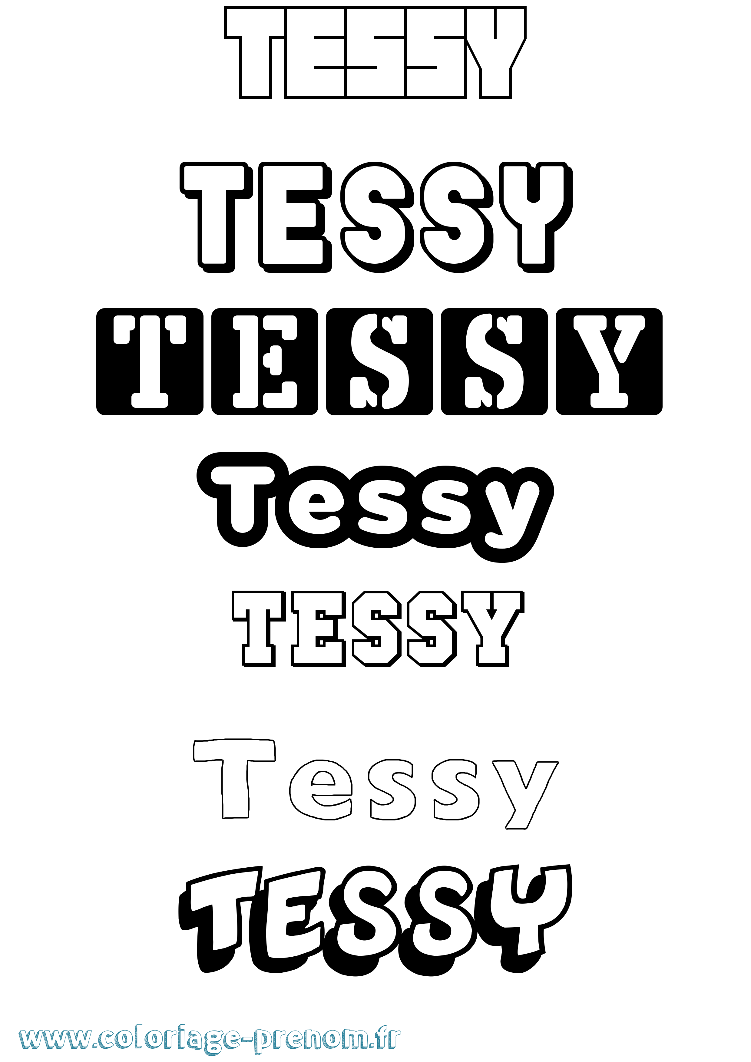 Coloriage prénom Tessy Simple