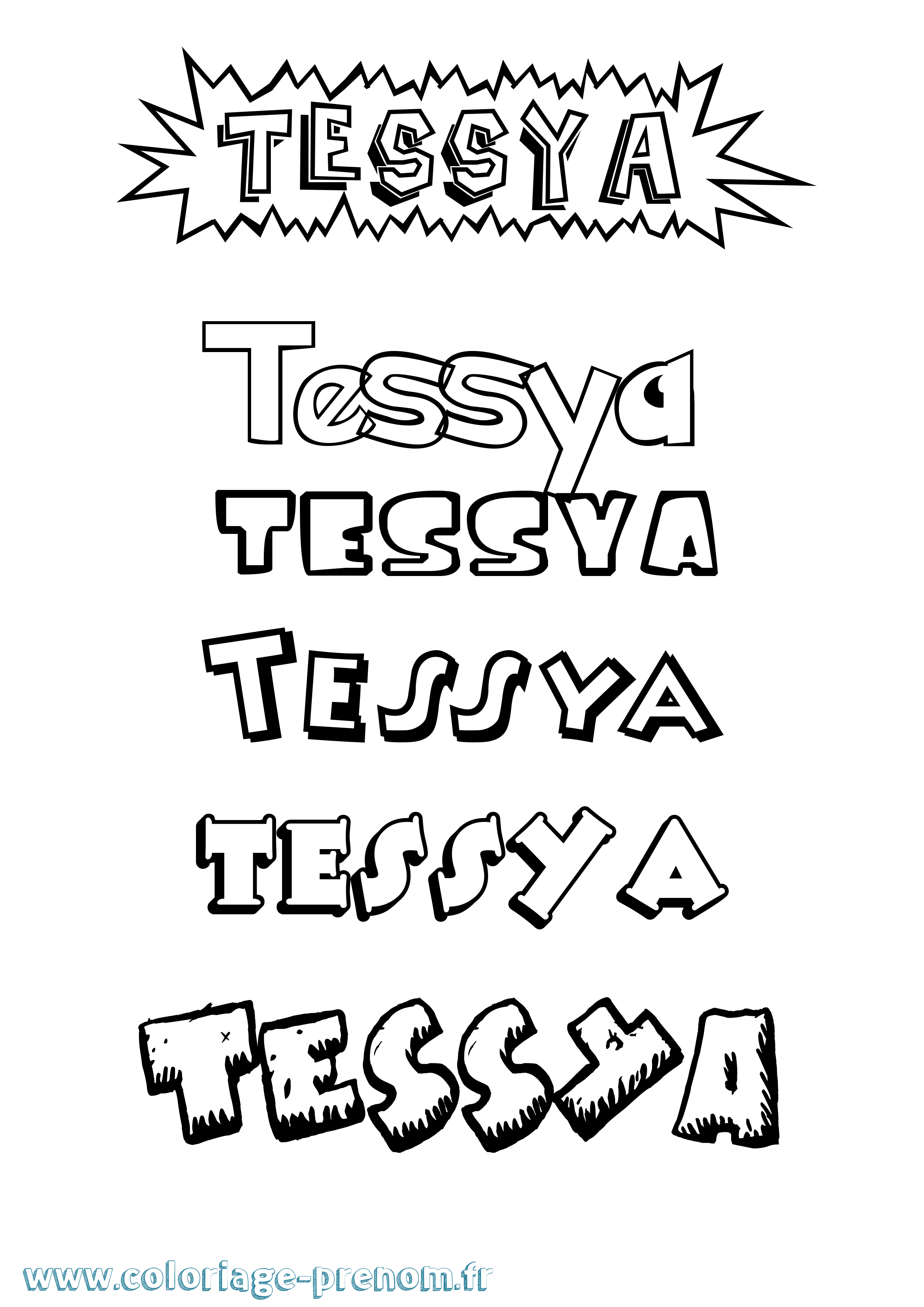 Coloriage prénom Tessya Dessin Animé