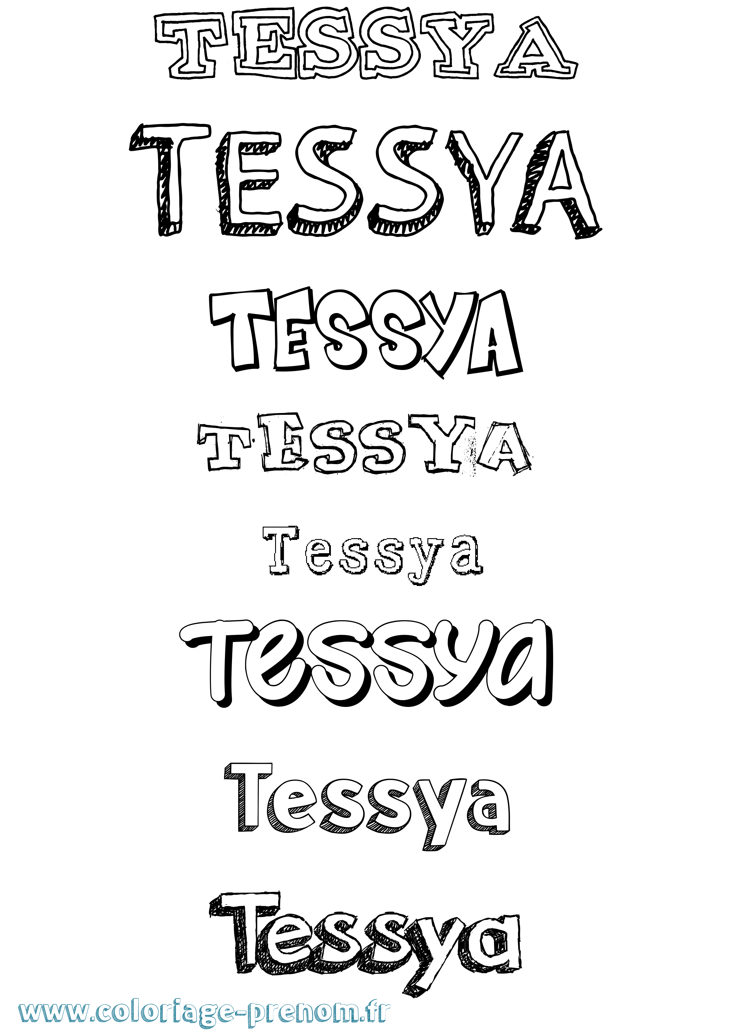 Coloriage prénom Tessya Dessiné