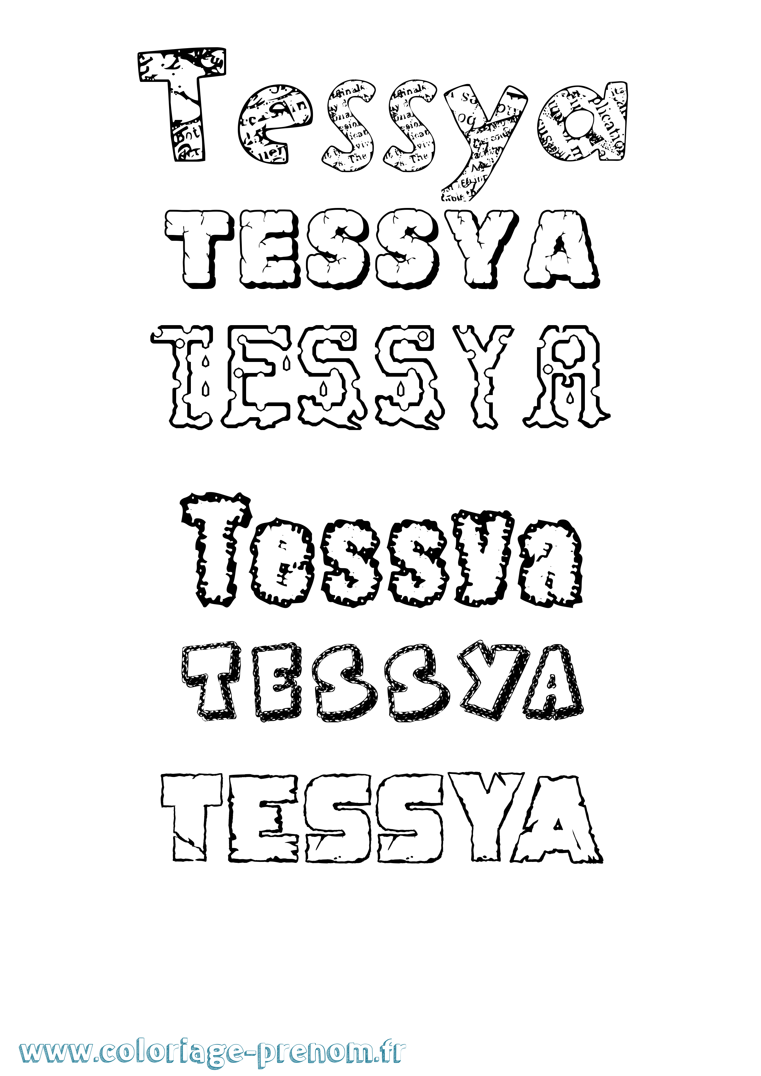 Coloriage prénom Tessya Destructuré
