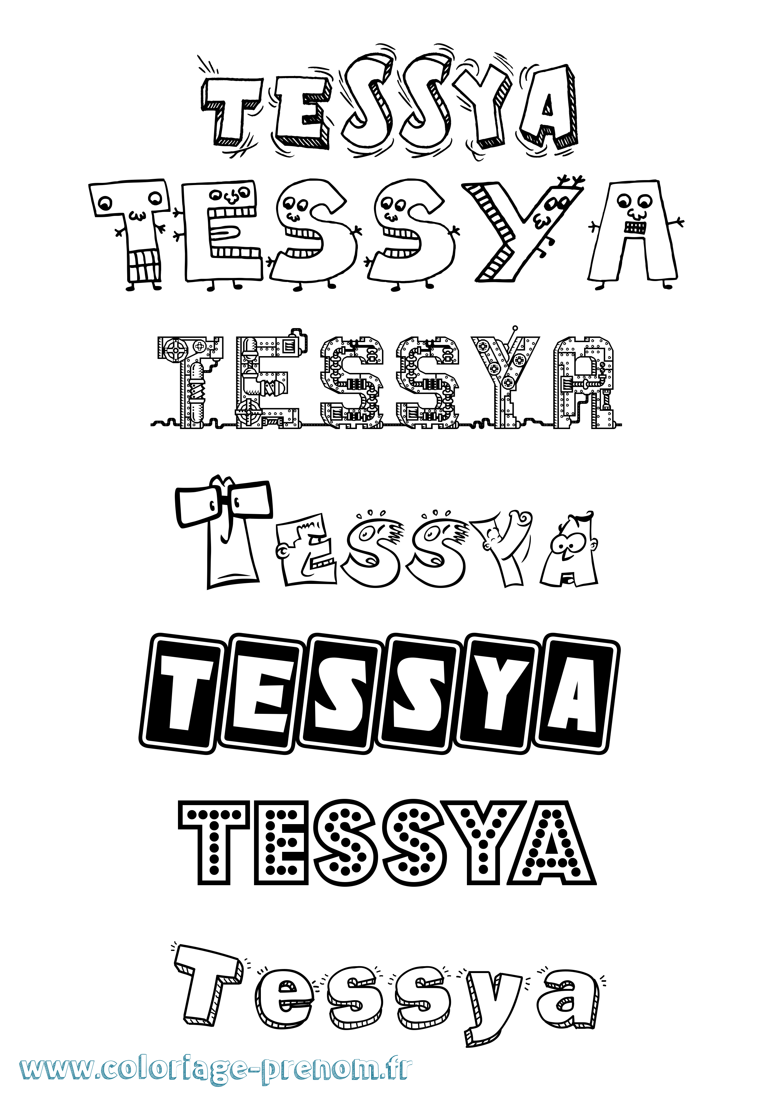 Coloriage prénom Tessya Fun